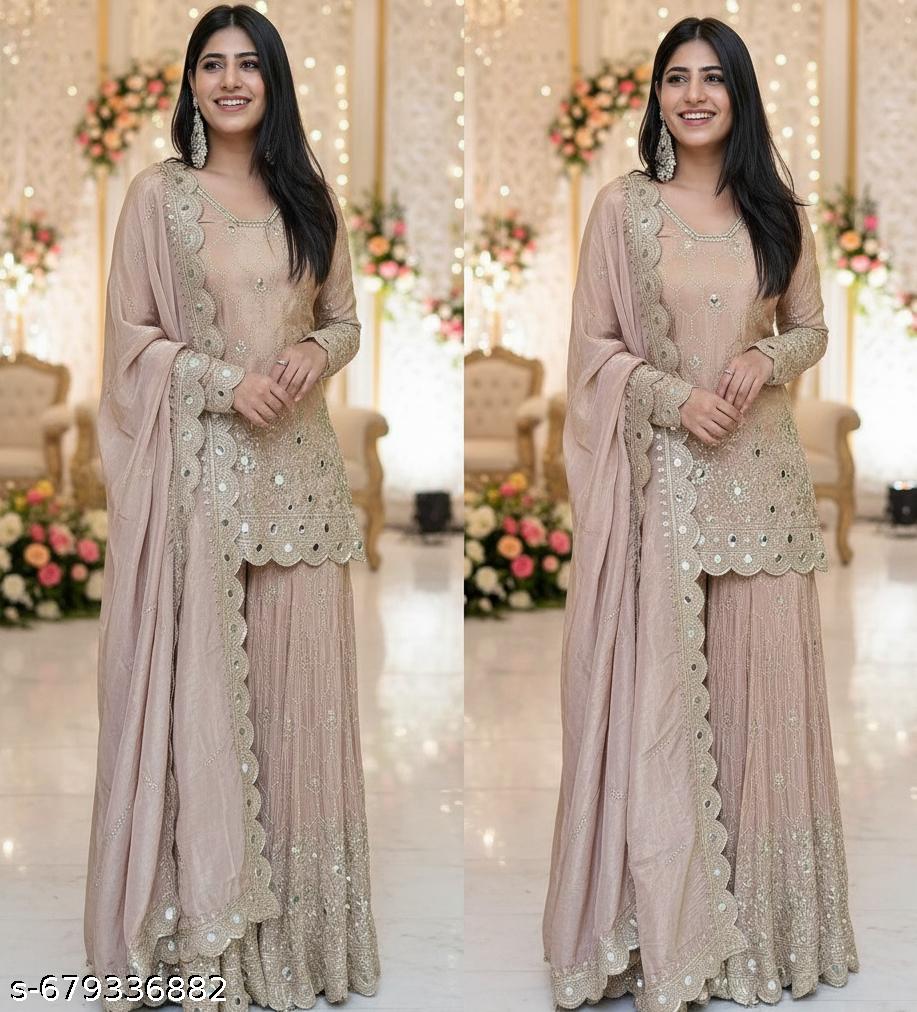 Exclusive 3-Piece Palazzo Set with Embroidered Dupatta - image 4