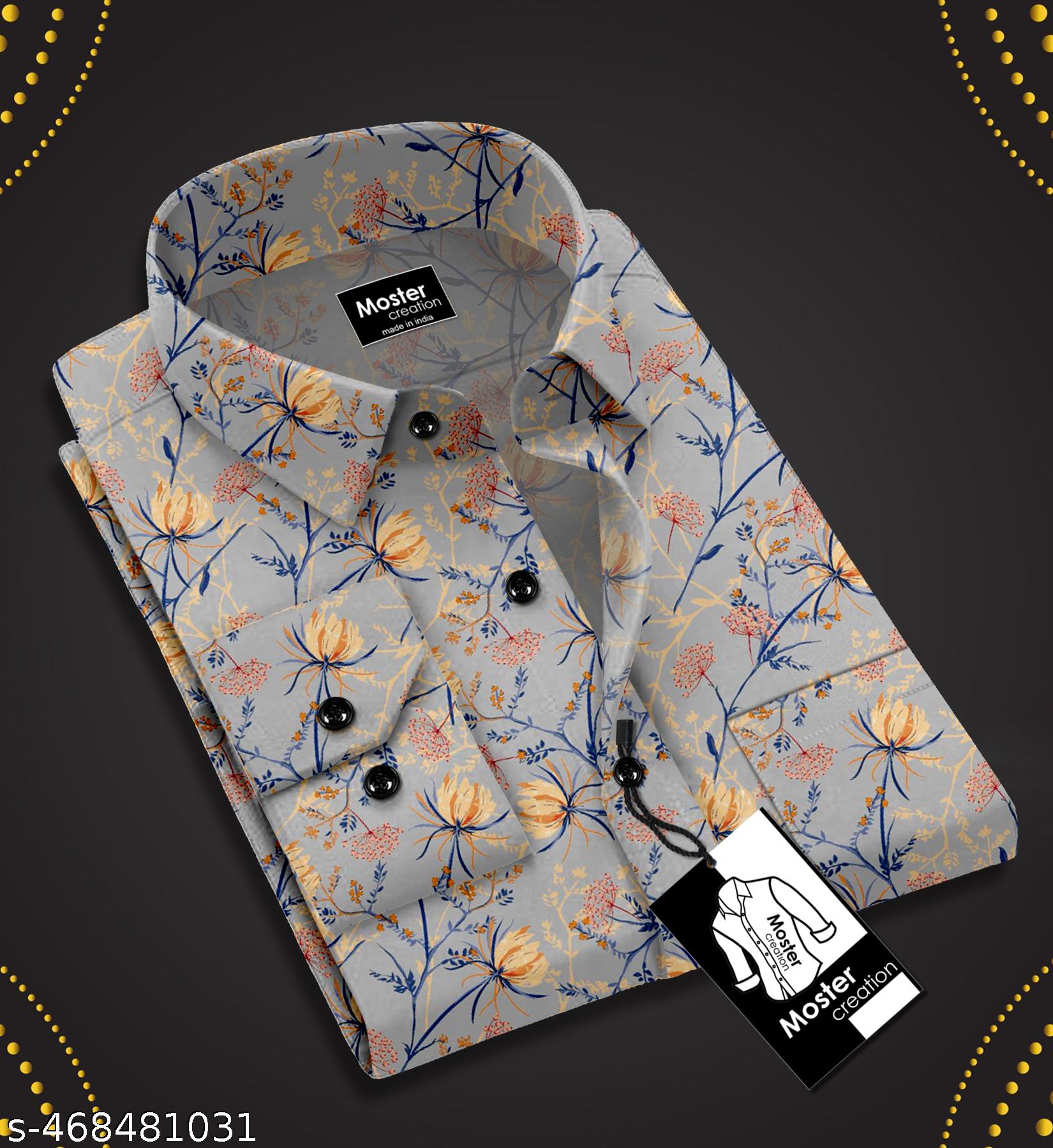Men's Printed Cotton Full Sleeve Regular Fit Shirt - Unixkart - View 4