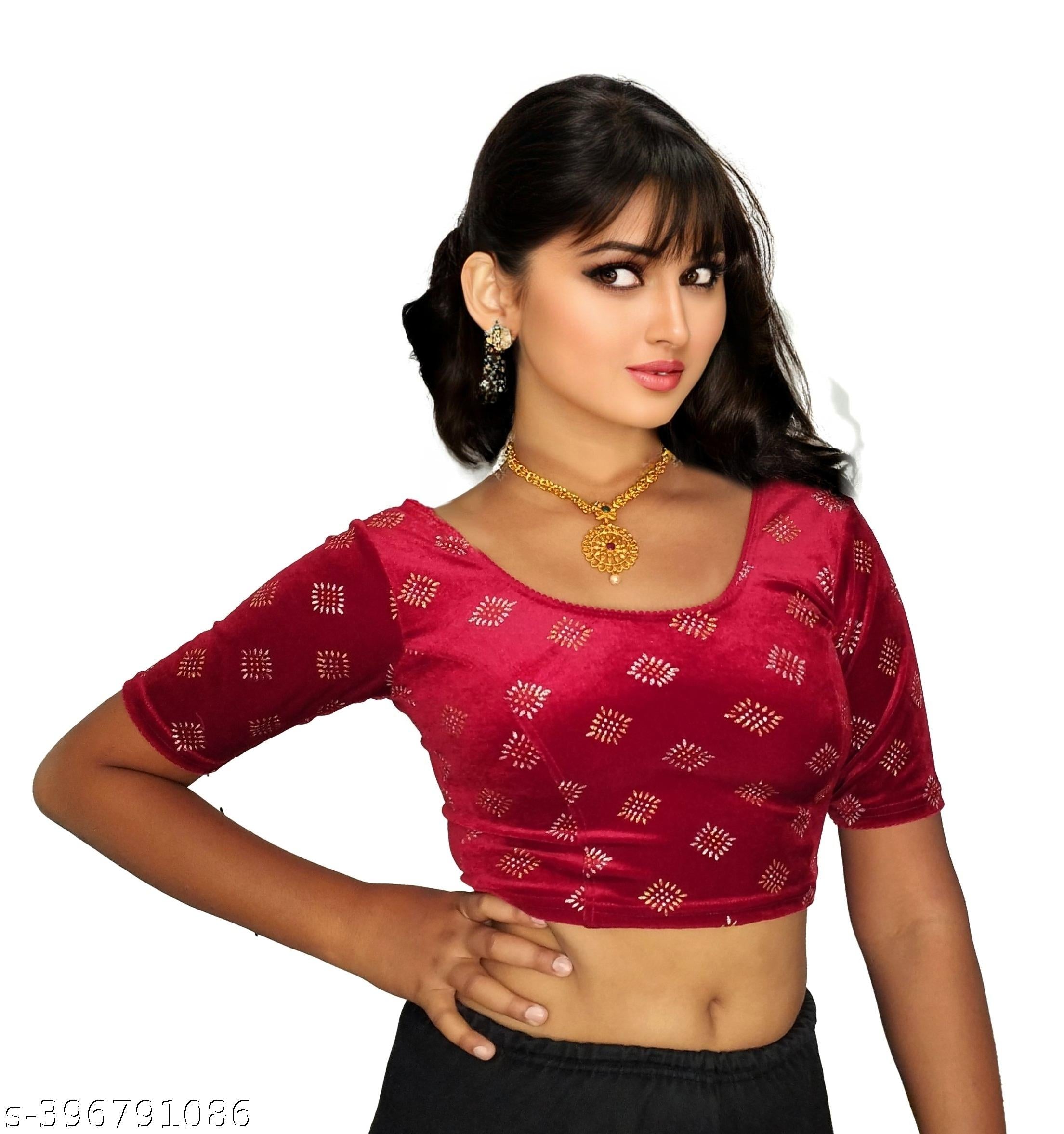 Premium Velvet Blouse - Glitter Print 's Radar! - Unixkart - View 4