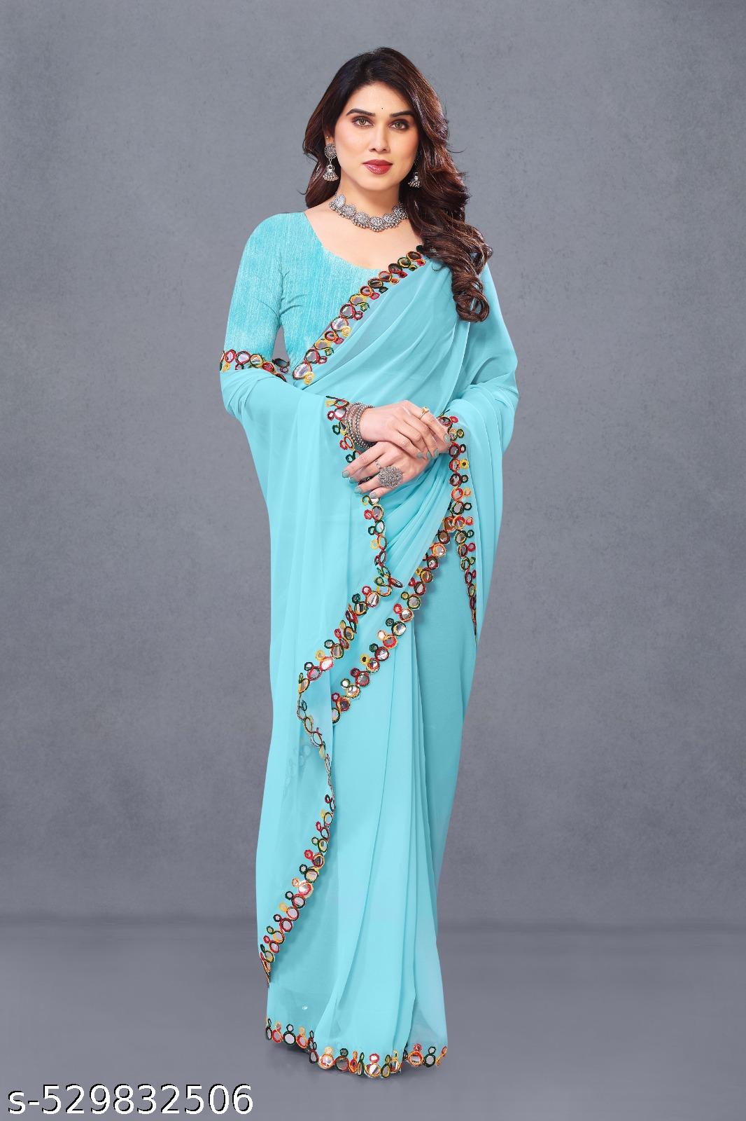 georgette satara mirror sareee - Unixkart - View 4