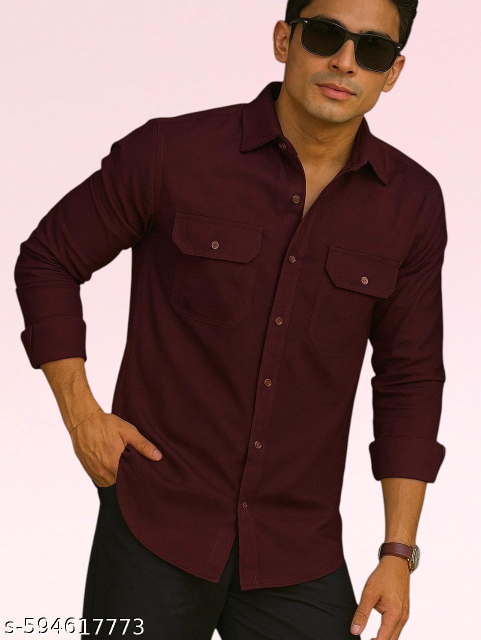 Men's Double Pocket Regular Fit Casual Shirt - Unixkart - View 4