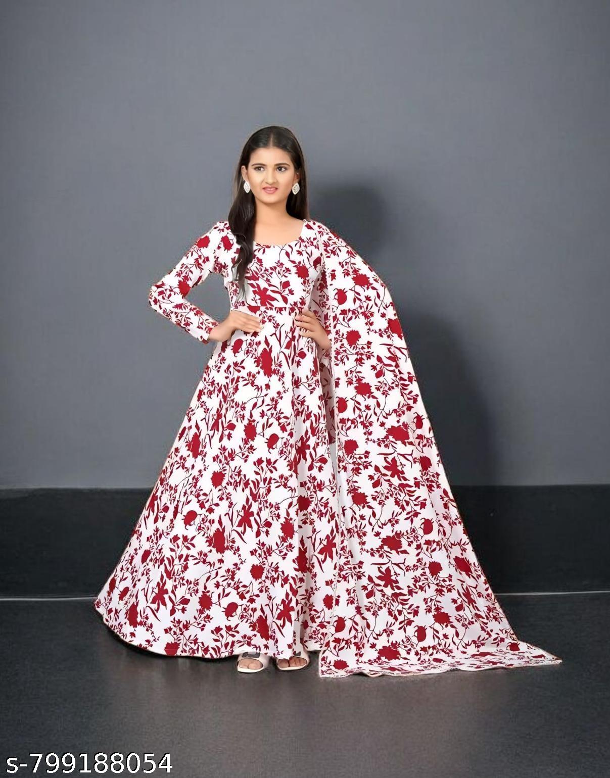 Women's Floral Printed Flare Designer Long Gown - Unixkart - View 4