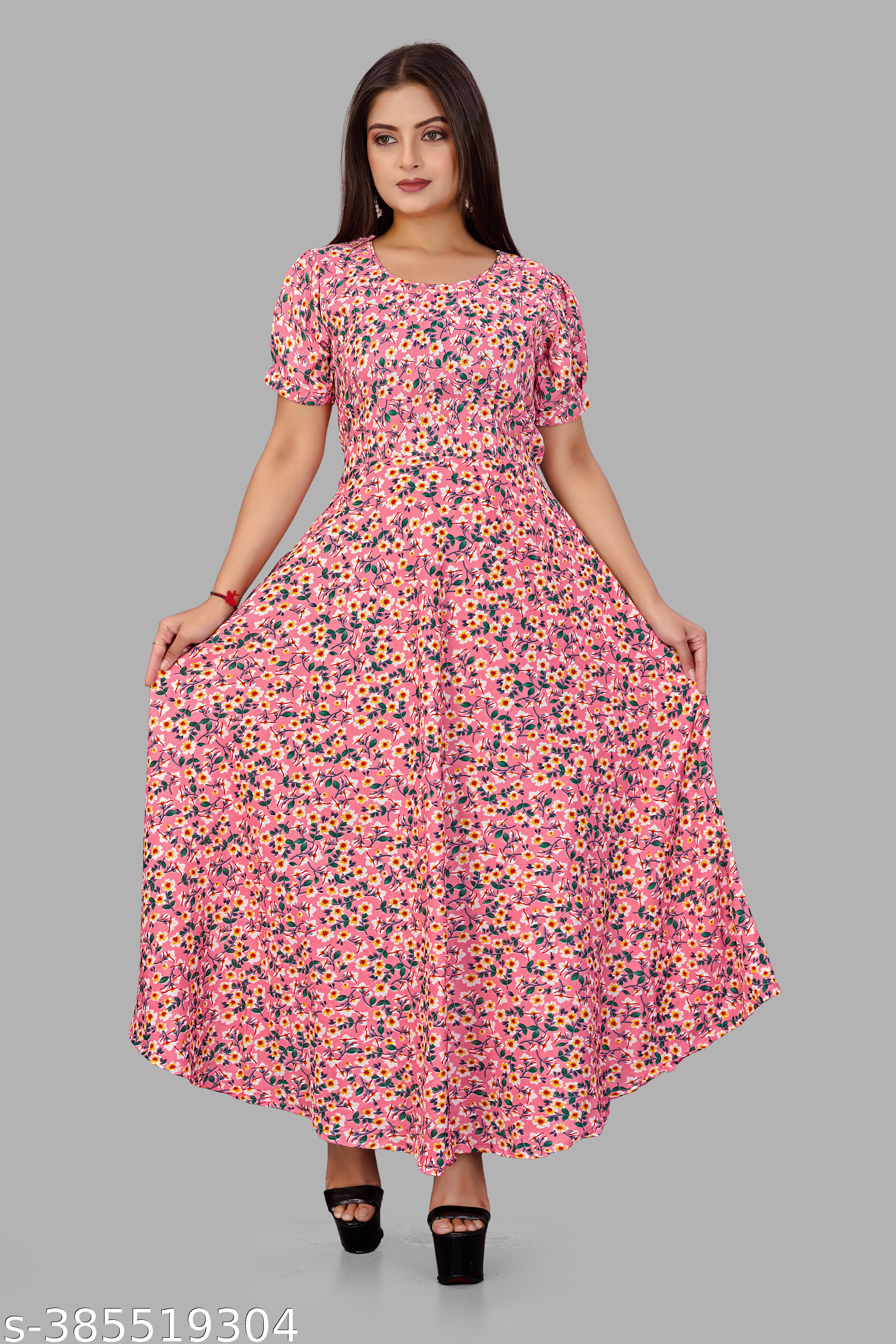 Women's Trendy Designer Maxi Printed Dress - Unixkart - View 4
