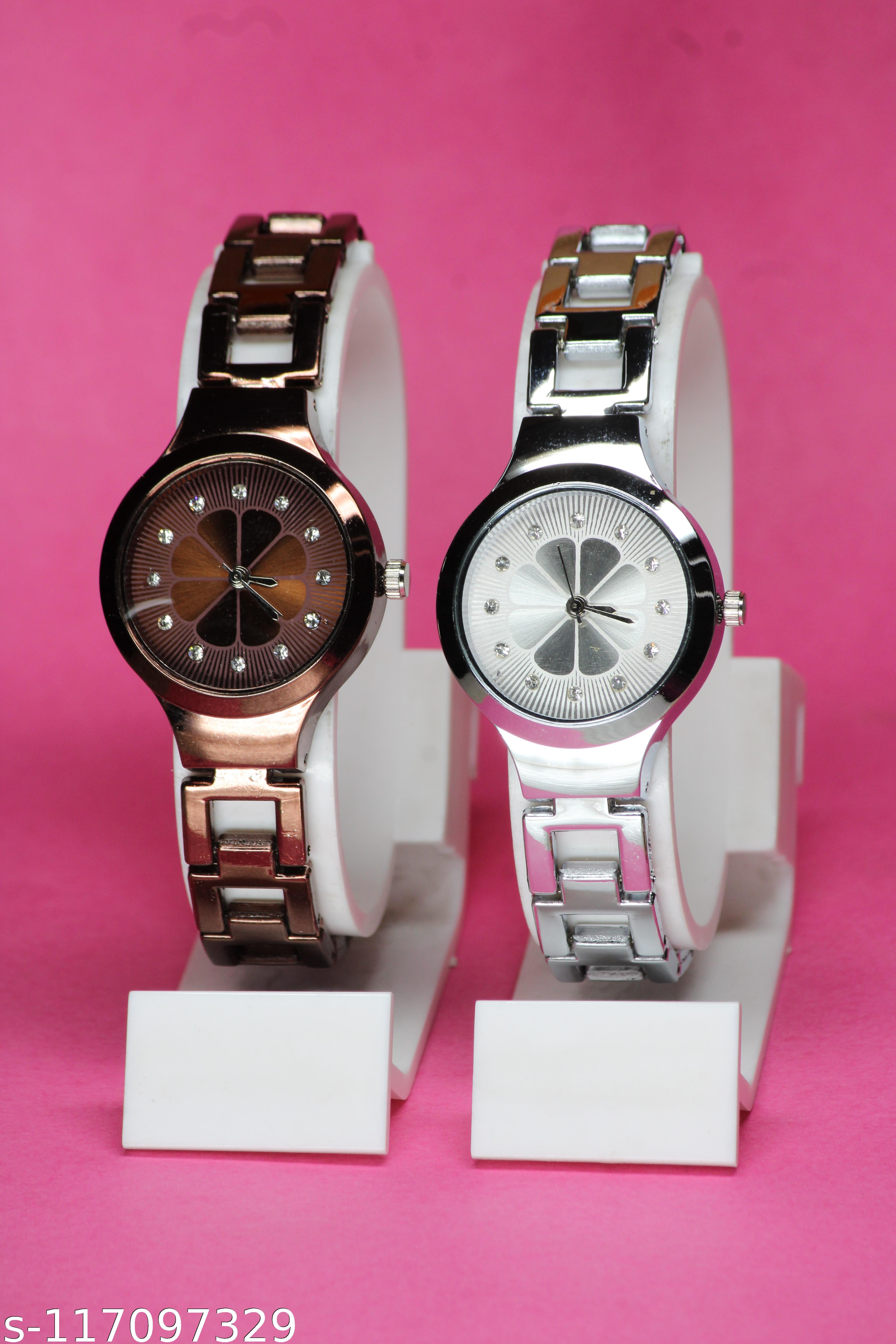 Attractive Flower designer Metal Analog Watches combo for Women Pack of 2 - Image 4