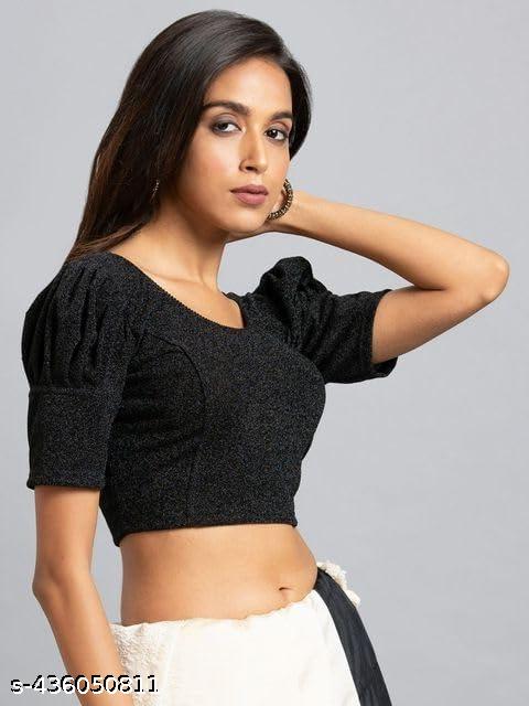 Stylish Partywear Metalic Golden Blouse Latest New Blouse Design Puff Sleeves - Unixkart - View 4