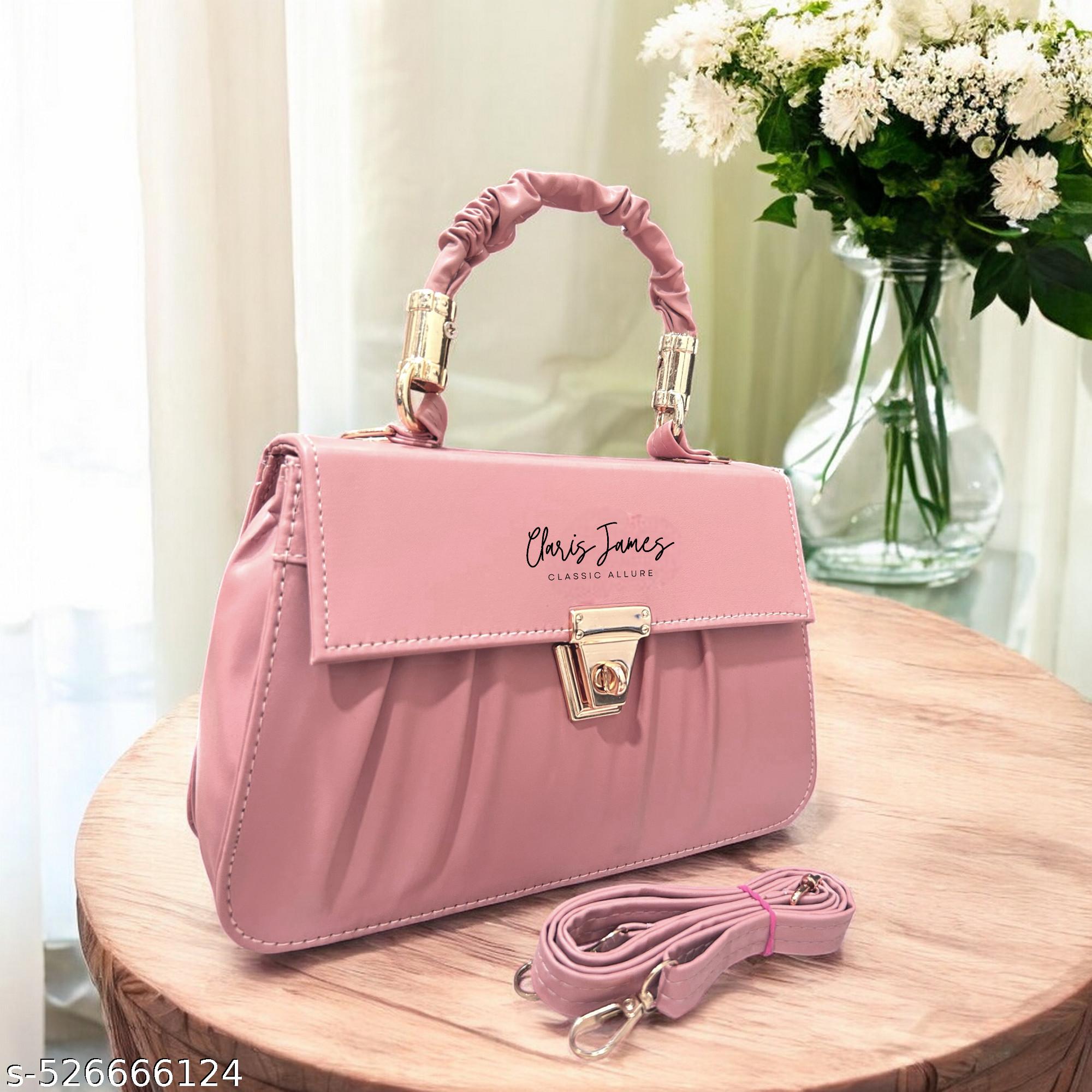Women's PU Leather (Pink) Sling Bag with Twist Lock and Detachable Strap – Casual & Occasion-Ready Crossbody - Unixkart - View 4