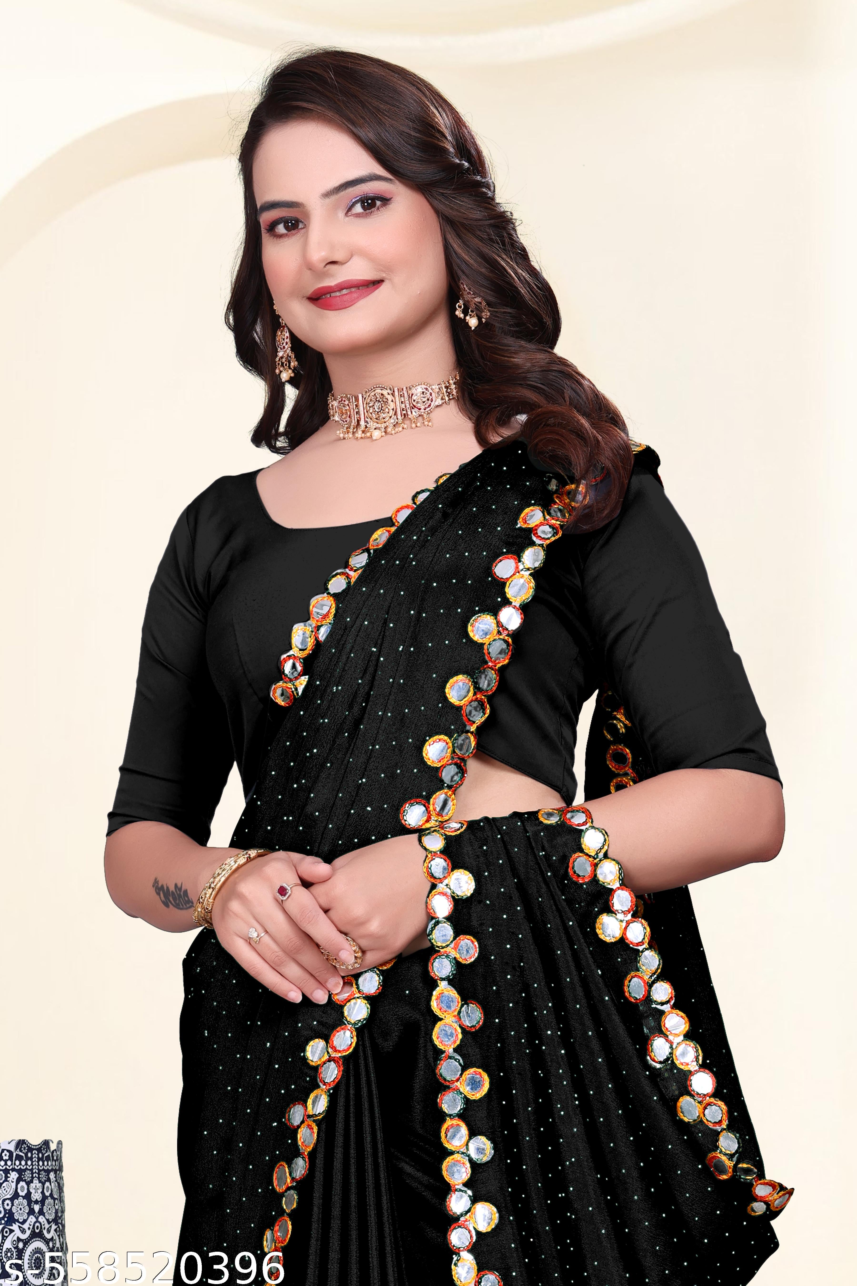Dazzling mirror embellished saree - Unixkart