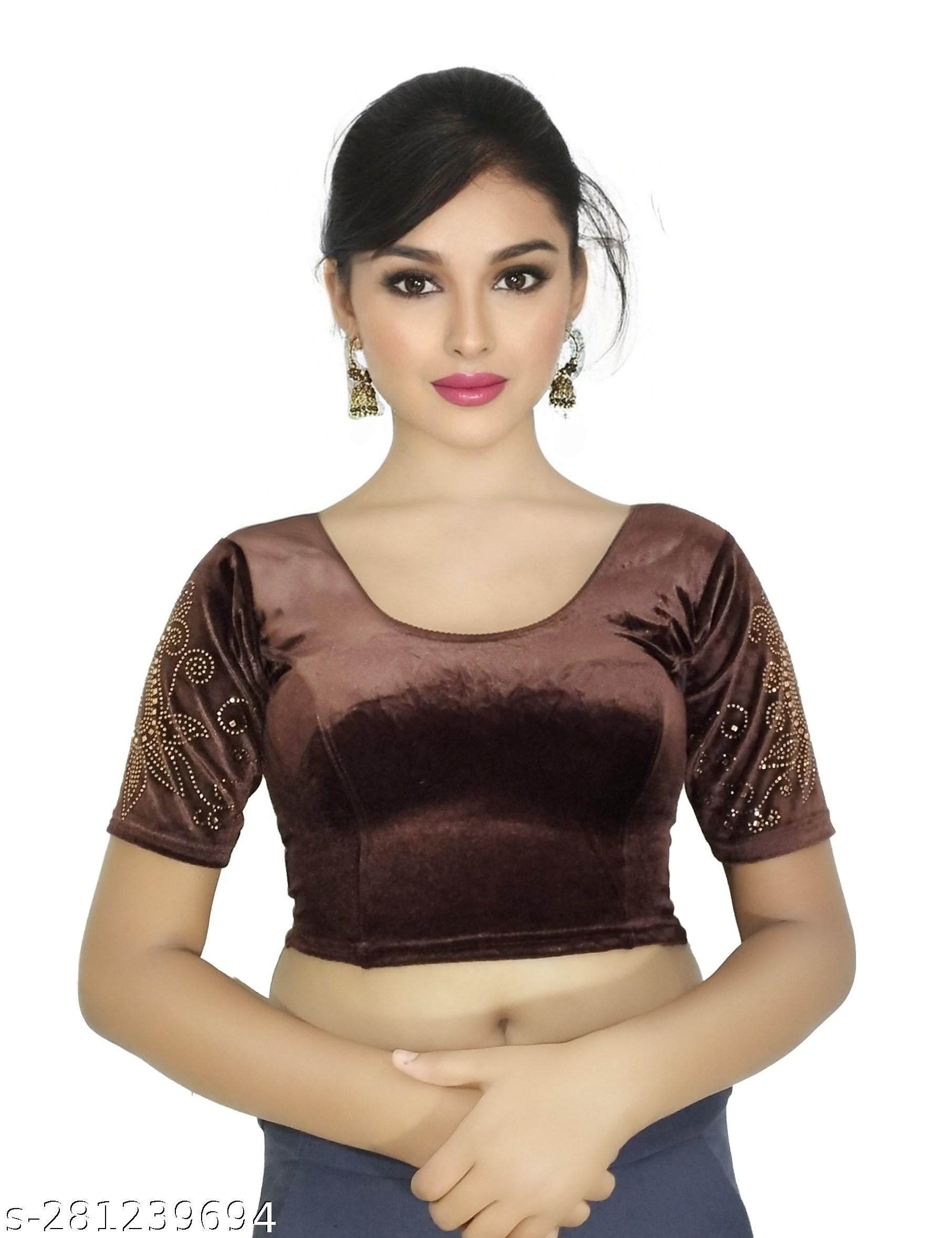 The Diamond Touch: Partywear Velvet Blouse with Stunning Embellishments - Unixkart - View 4