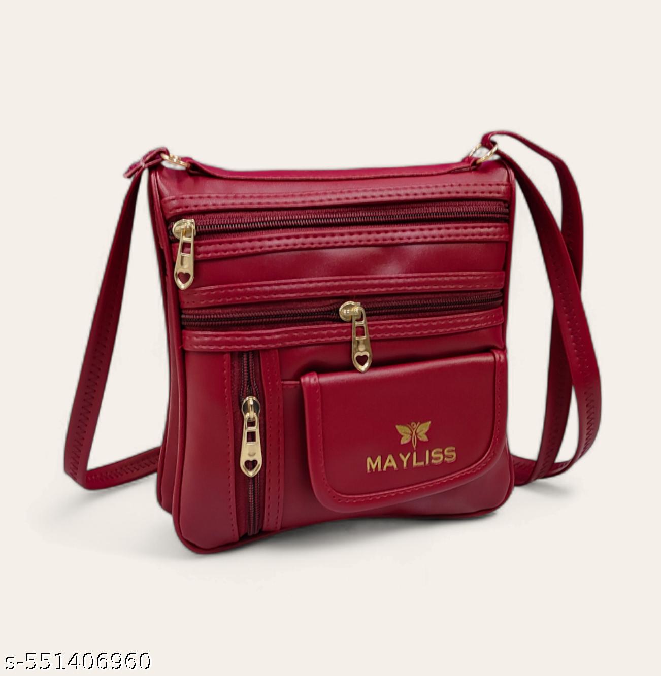 Classic versatile women Maroon PU sling bags/Full hand work bag/sling bag for women/party wear bag for women/long bag for women/wedding bag for women/Small sling bags/Premium PU leather sling bags for women. - Unixkart - View 4