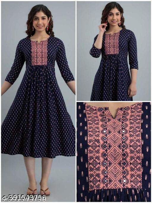 Women's Trendy Printed Embroidery Kurti - Unixkart - View 4