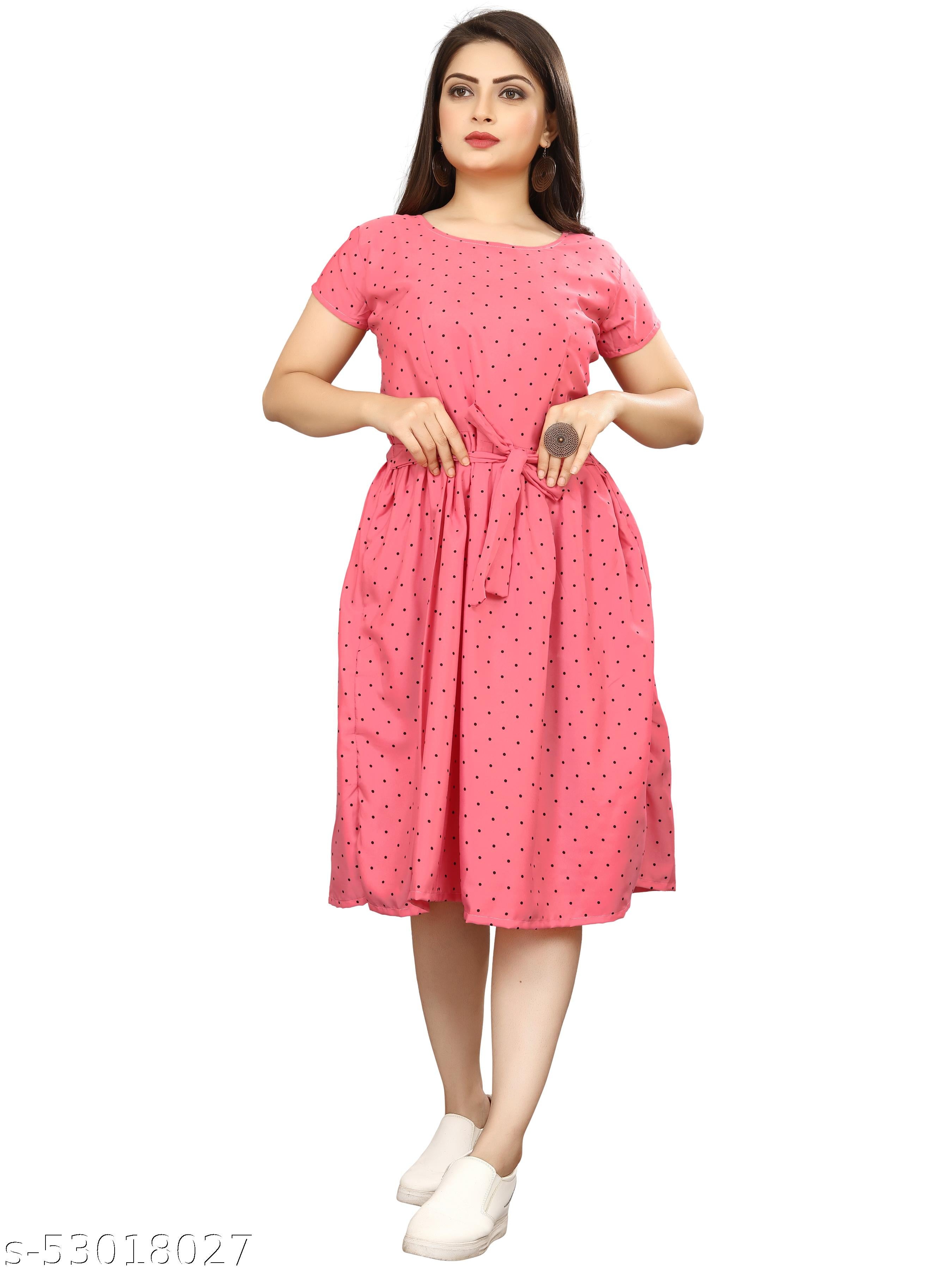 Women's A-Line Pink Dress - Unixkart - View 4