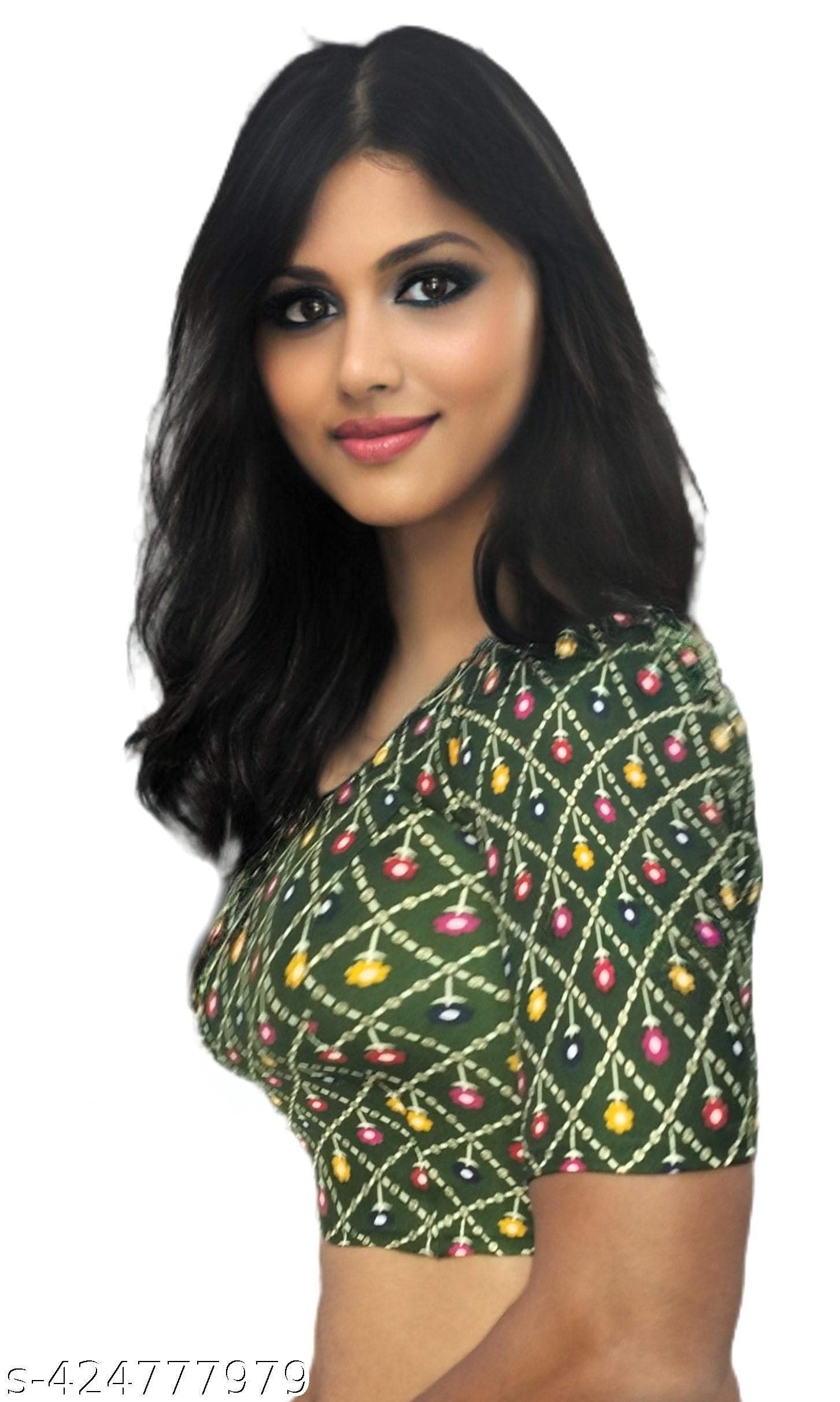 Readymade Blouse for Women Printed Stretchable lycra Blouse Festival Collection - Unixkart - View 4