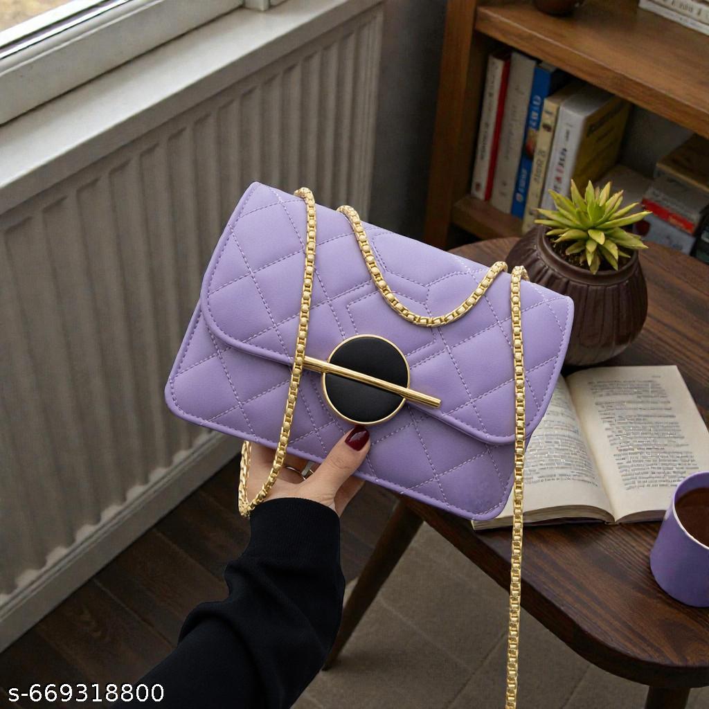Classic chain handle crossbody stylish Women Slingbags Lavender - Unixkart - View 4