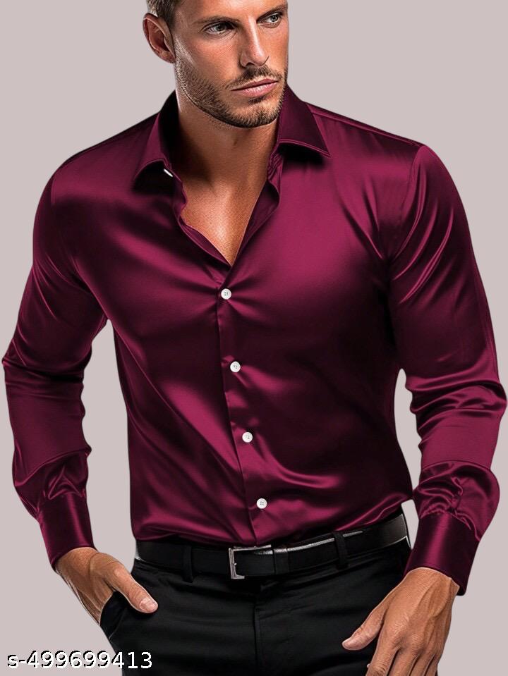Men's Relaxed Fit Satin Cotton Mix Shirt - Unixkart - View 4