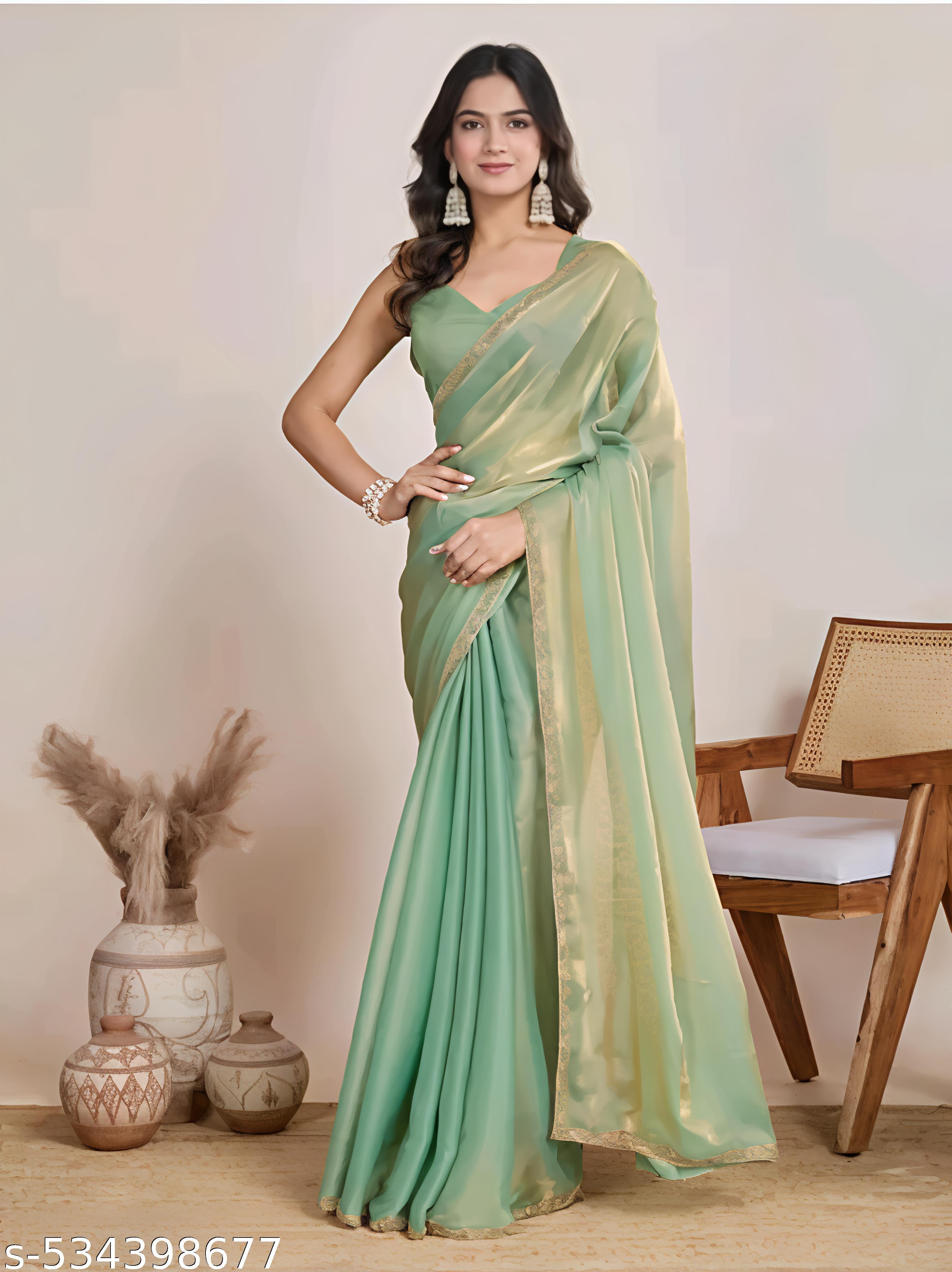 TWO TONE PISTA GOLD SAREE - Unixkart