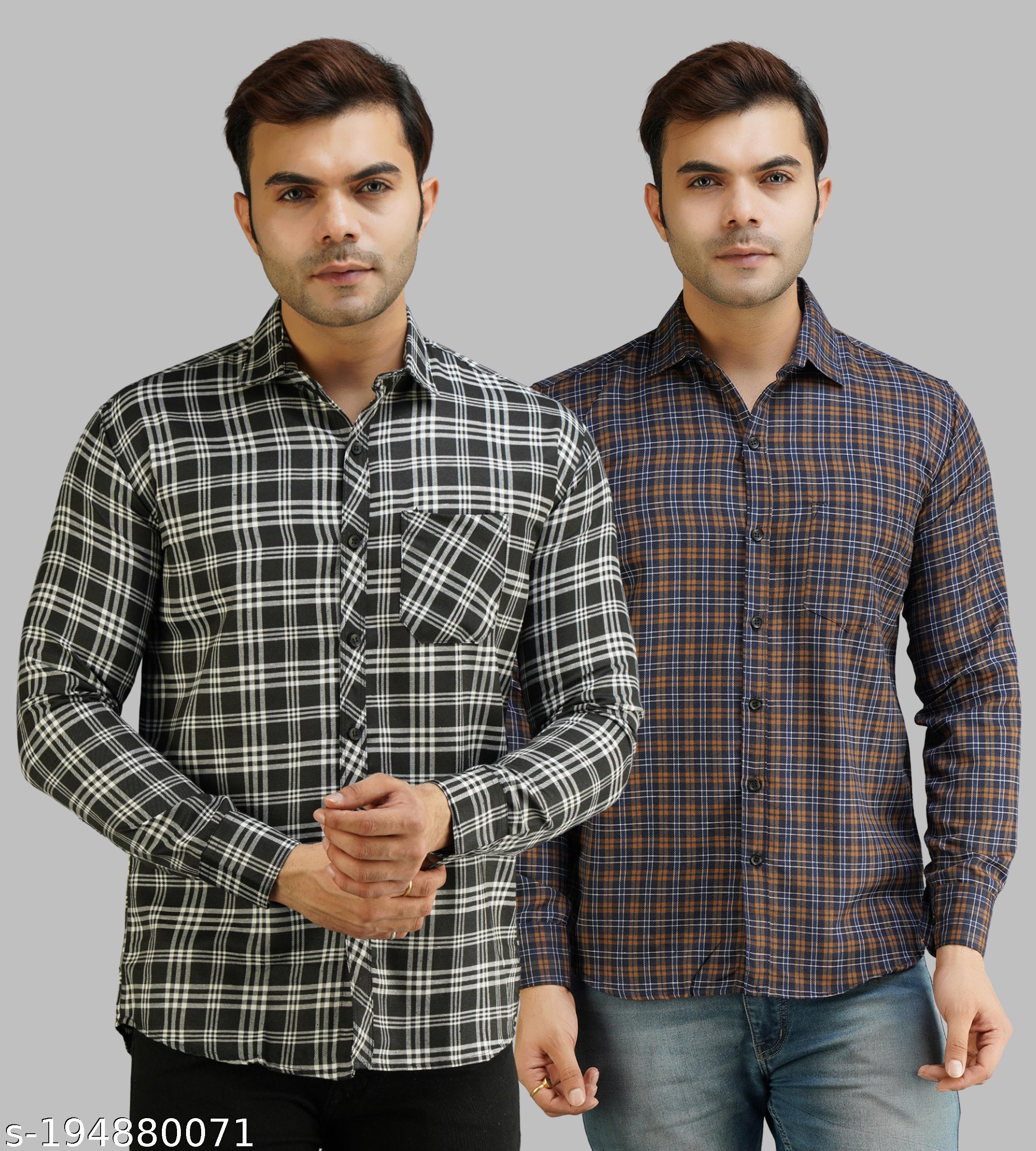 Men's Checked Spread Collar Multicolour Shirt - Unixkart - View 4
