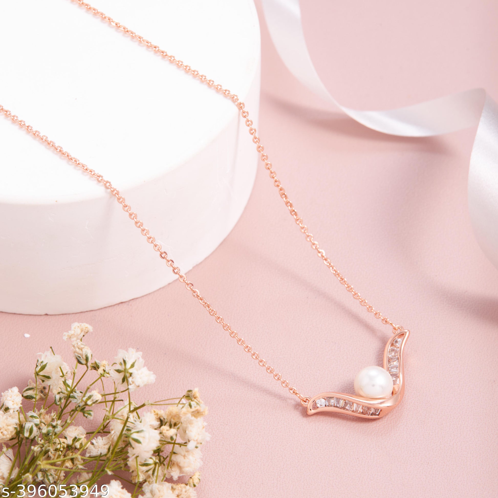 Elegant Rose Gold-Plated Pearl Pendant Necklace for Women and Girls - Unixkart - View 4