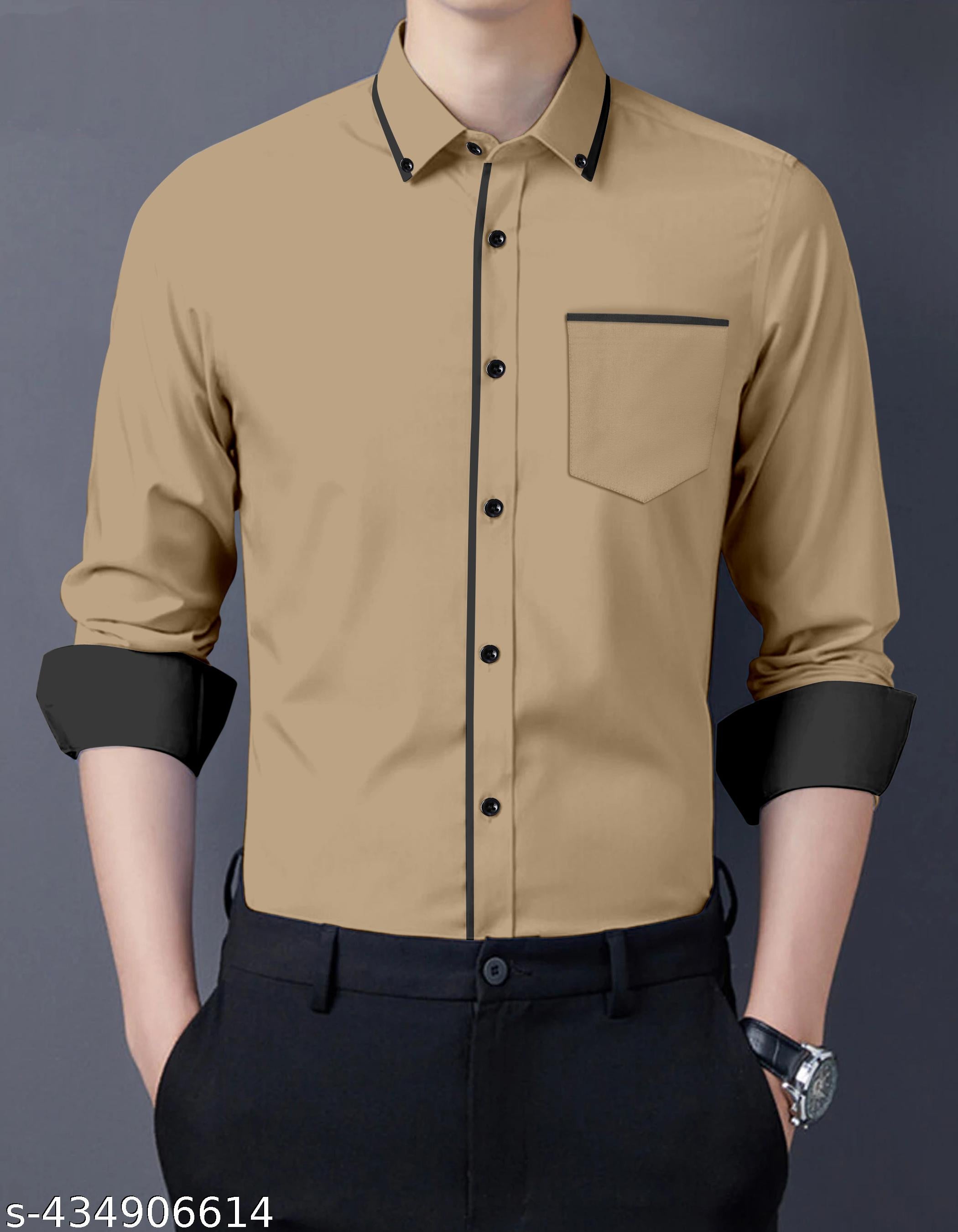 Men's Solid Regular Spread Collar Shirt - Unixkart - View 4