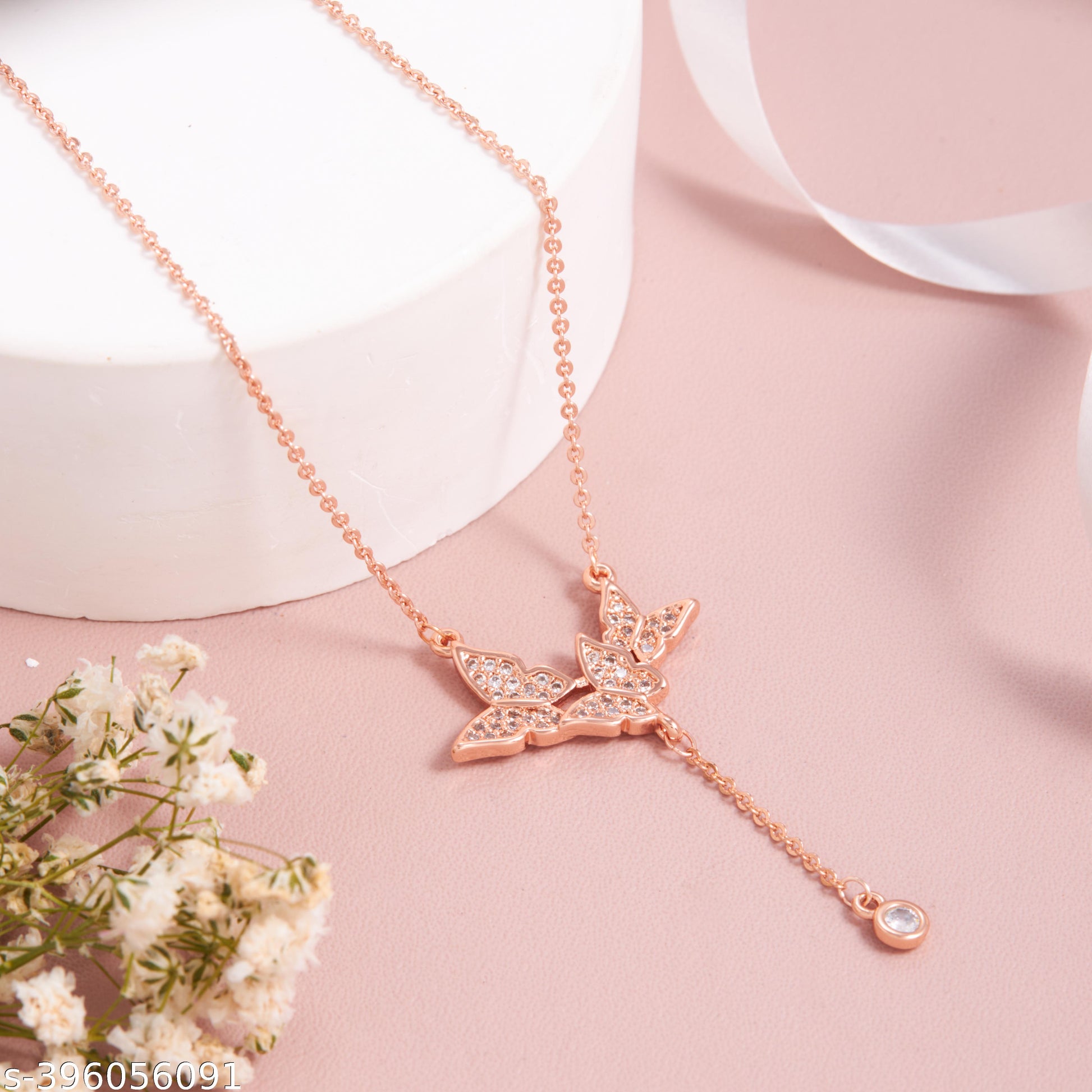 Elegant Rose Gold-Plated Butterfly Pendant Necklace for Women and Girls - Unixkart - View 4