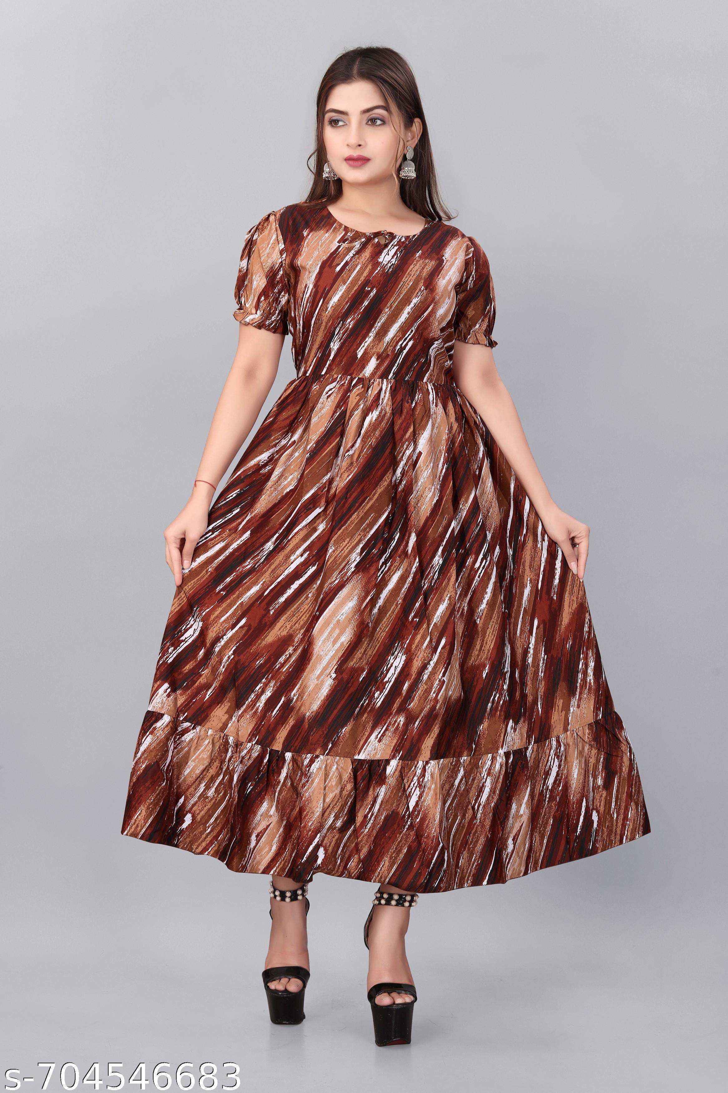 Women's Trendy Designer Maxi Printed Dress - Unixkart - View 4