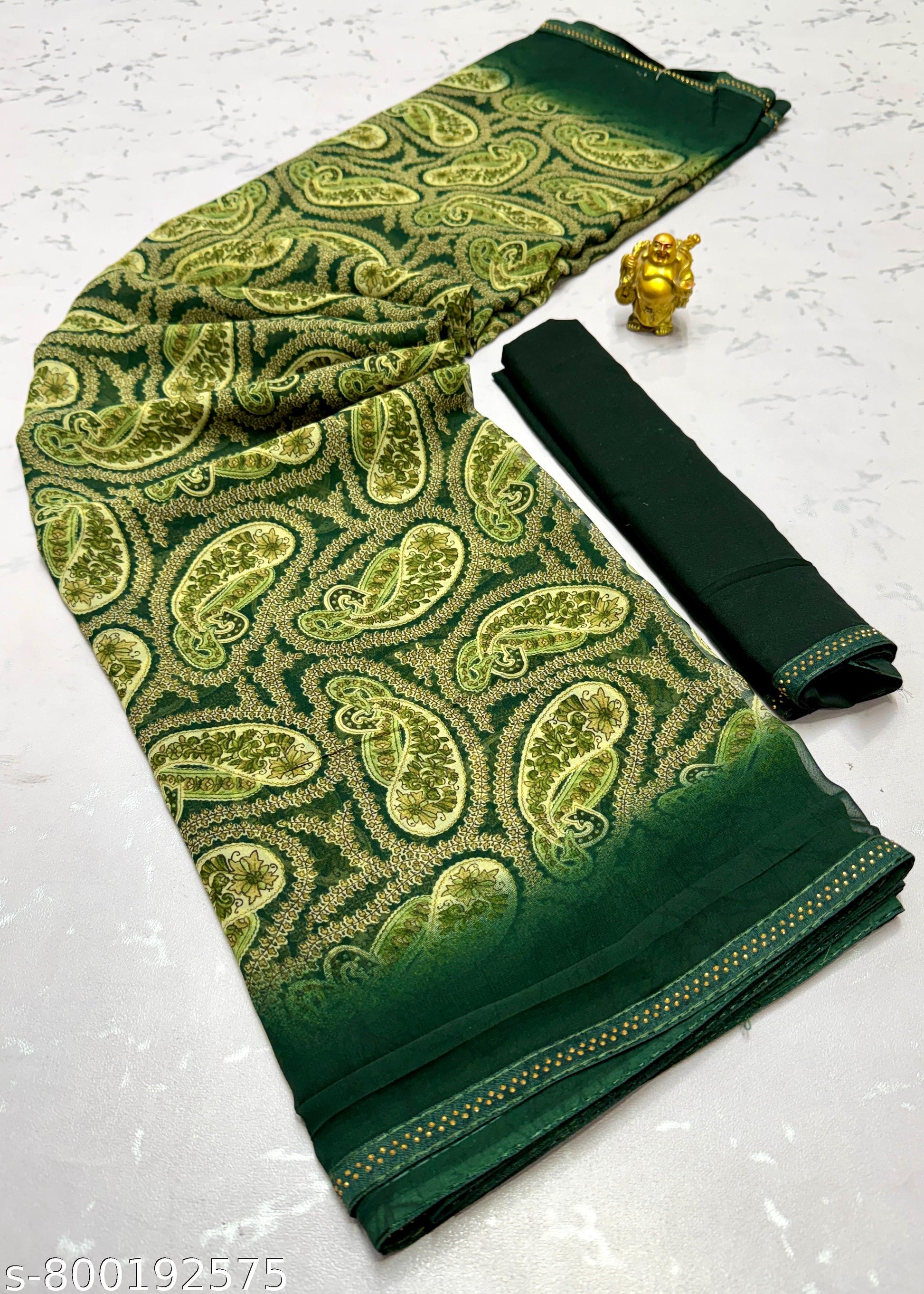Georgette Printed Saree with Lace Border - Unixkart - View 4