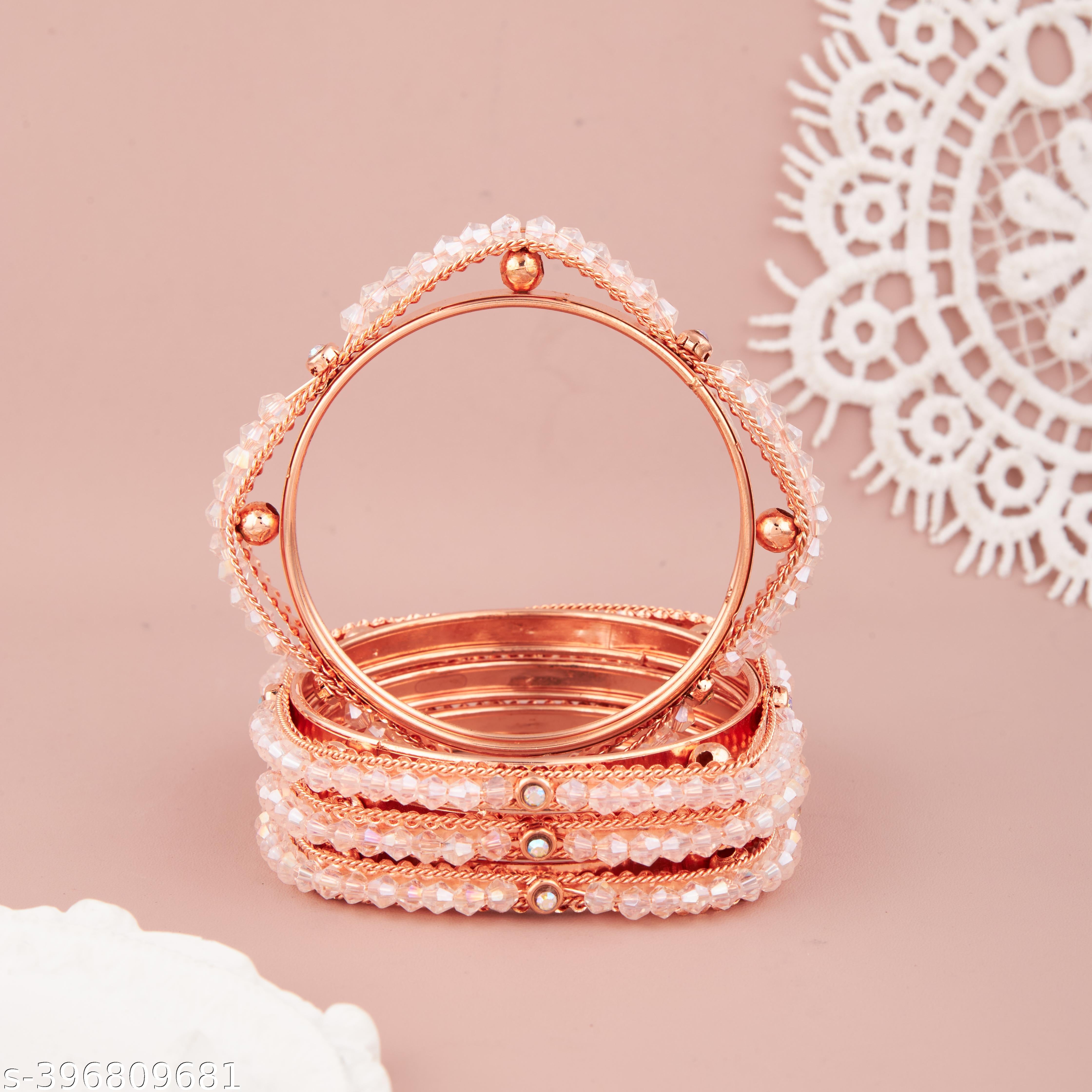 Rose Gold Handmade Crystal Square Bangles/Women Bangle/Bangle For Women/Fancy Bangle for Girls and W - Unixkart - View 4