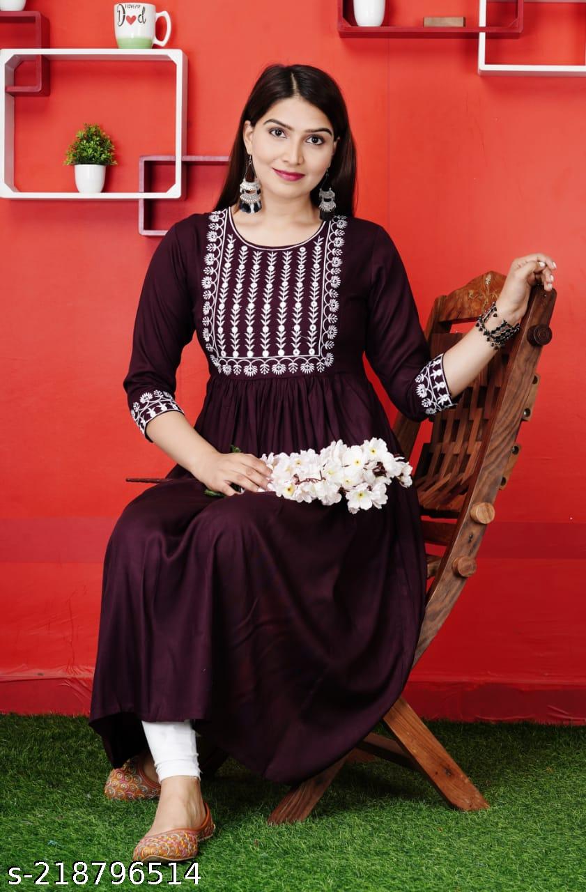 Women's Embroidery Gathering Anarkali Kurta - Unixkart - View 4