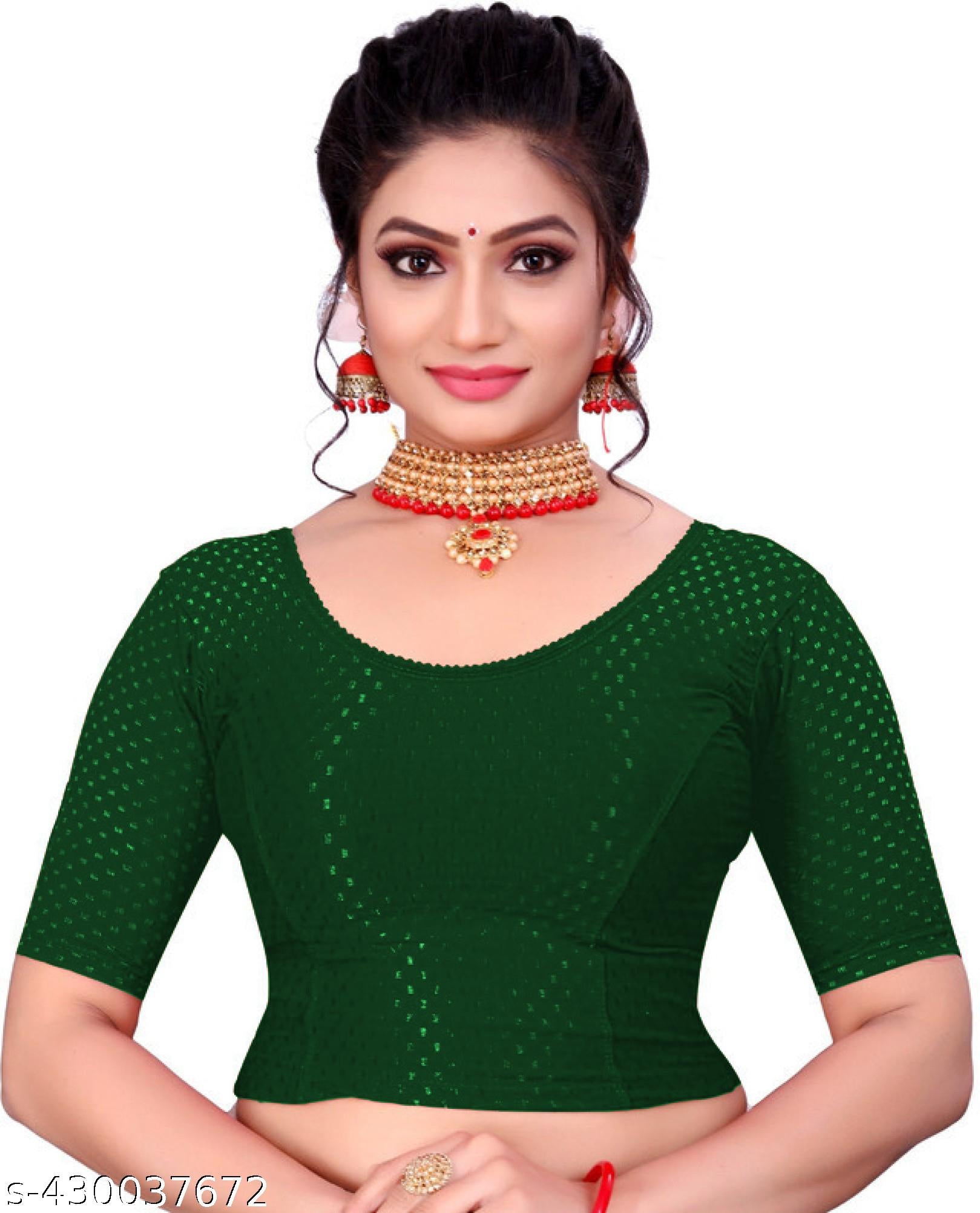 Stretchable Lycra Blouse in 99 Readymade Blouse Dobby Design wale blouse - Unixkart - View 4