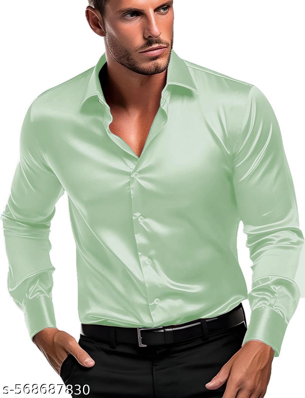 Men's Casual Solid Satin Full Sleeve Shirt - Unixkart - View 4