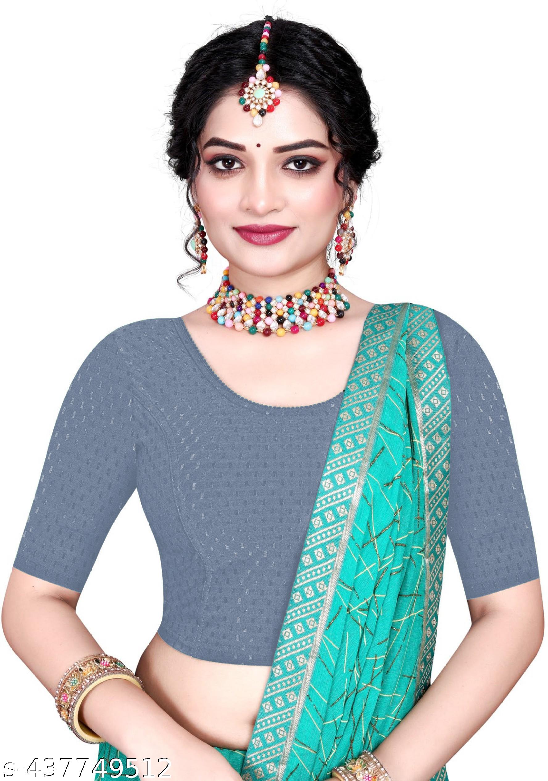 Latest Blouse design Plain Dobby Blouse Readymade Lycra Stitched Blouse Stretchable Blouse Daily wea - Unixkart - View 4