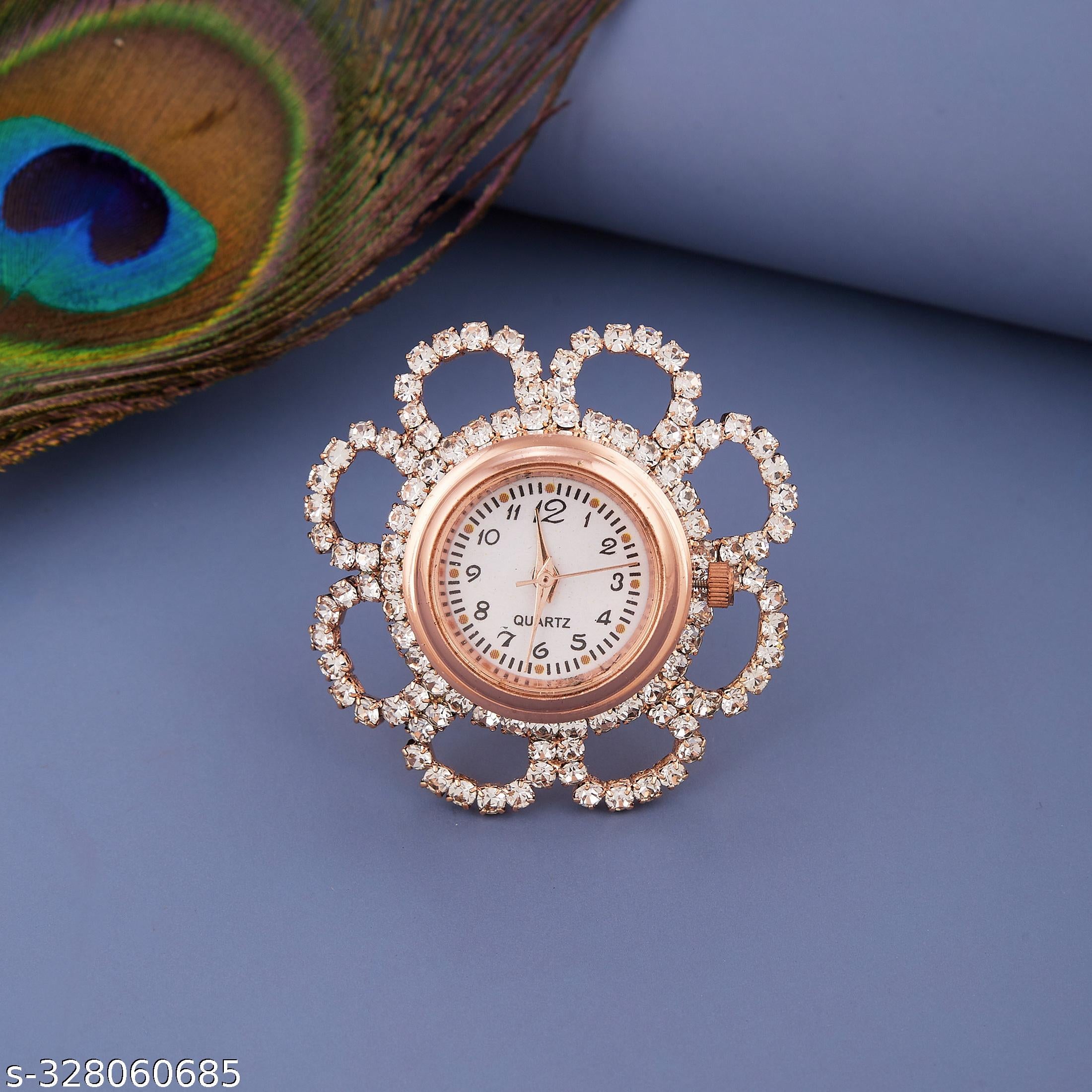 Rose Gold-Plated Designer Watch Ring for Women and Girls - Unixkart - View 4