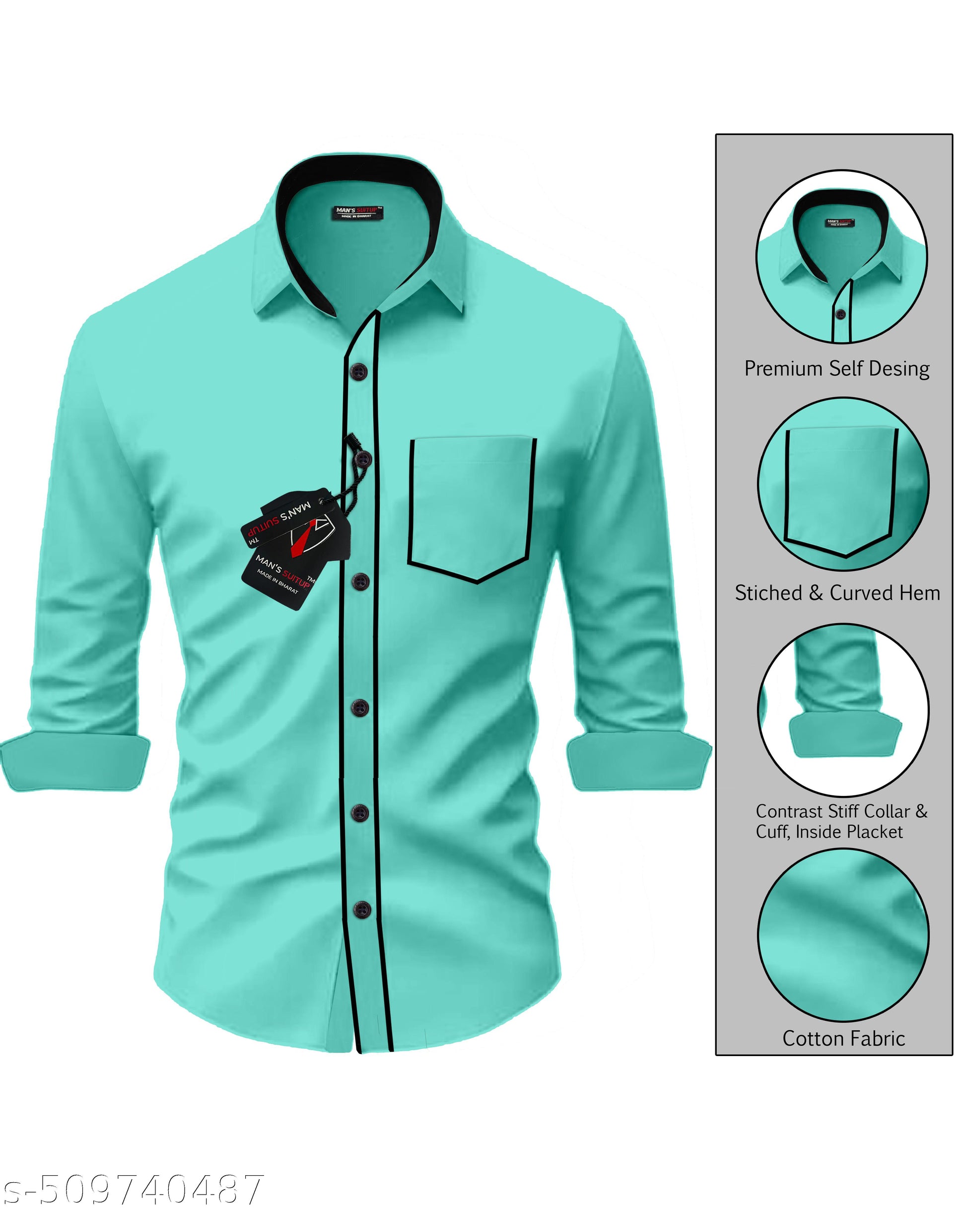 Men's Double Piping Trendy Shirt - Unixkart - View 4