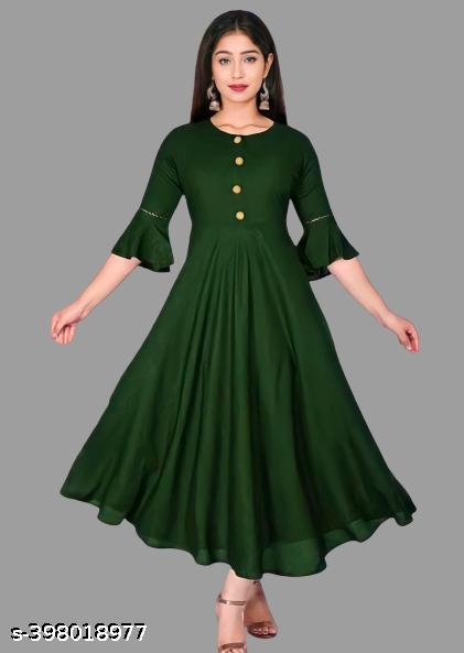 Women's Fit & Flare Anarkali Rayon Kurti - Unixkart - View 4