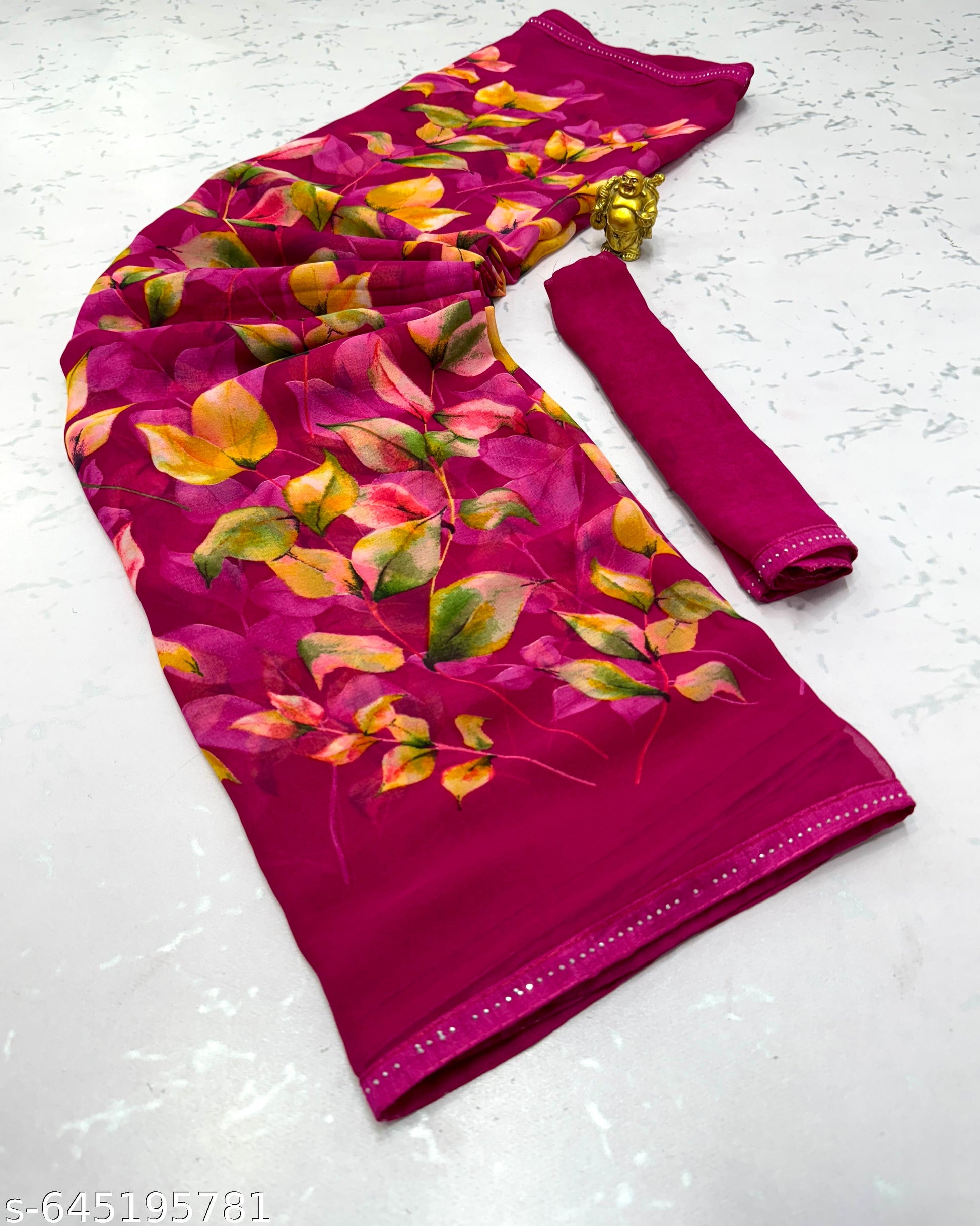 Weightless Printed Georgette Daily Wear Saree - Unixkart - View 4
