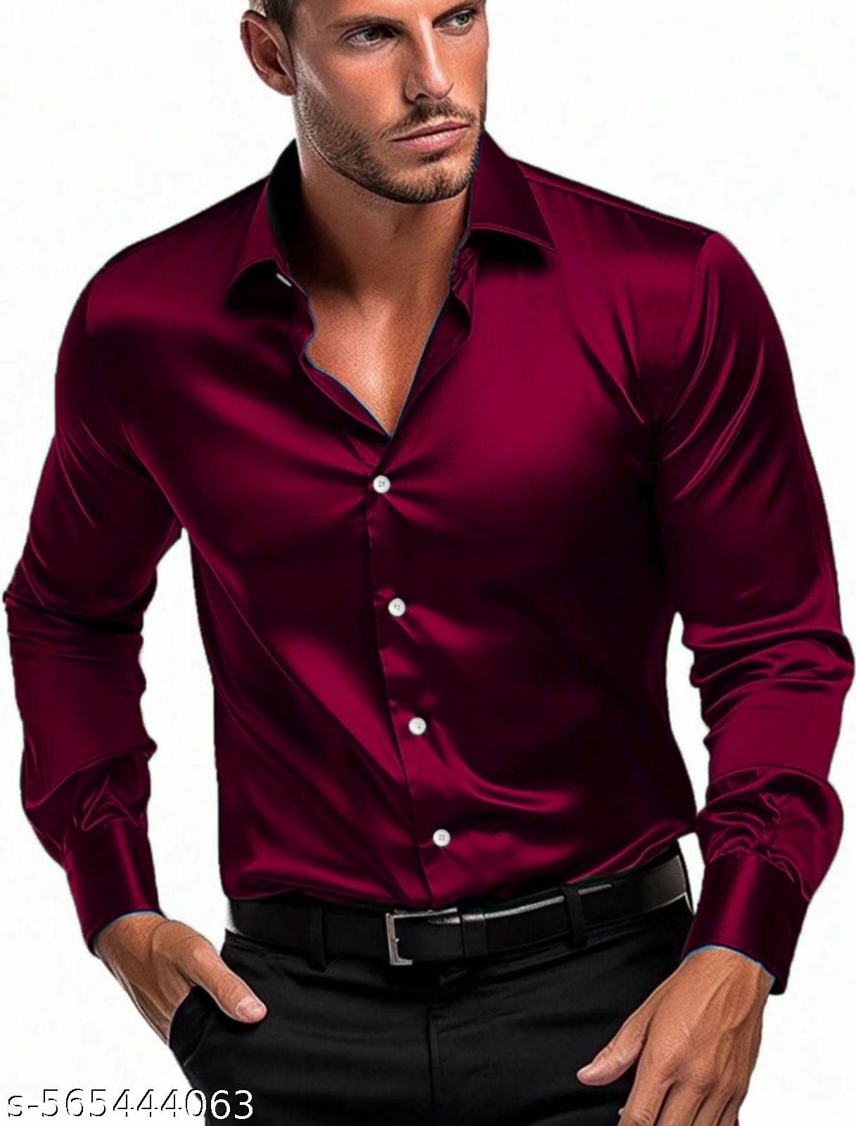 Men's Relaxed Fit Satin Cotton Mix Shirt - Unixkart - View 4