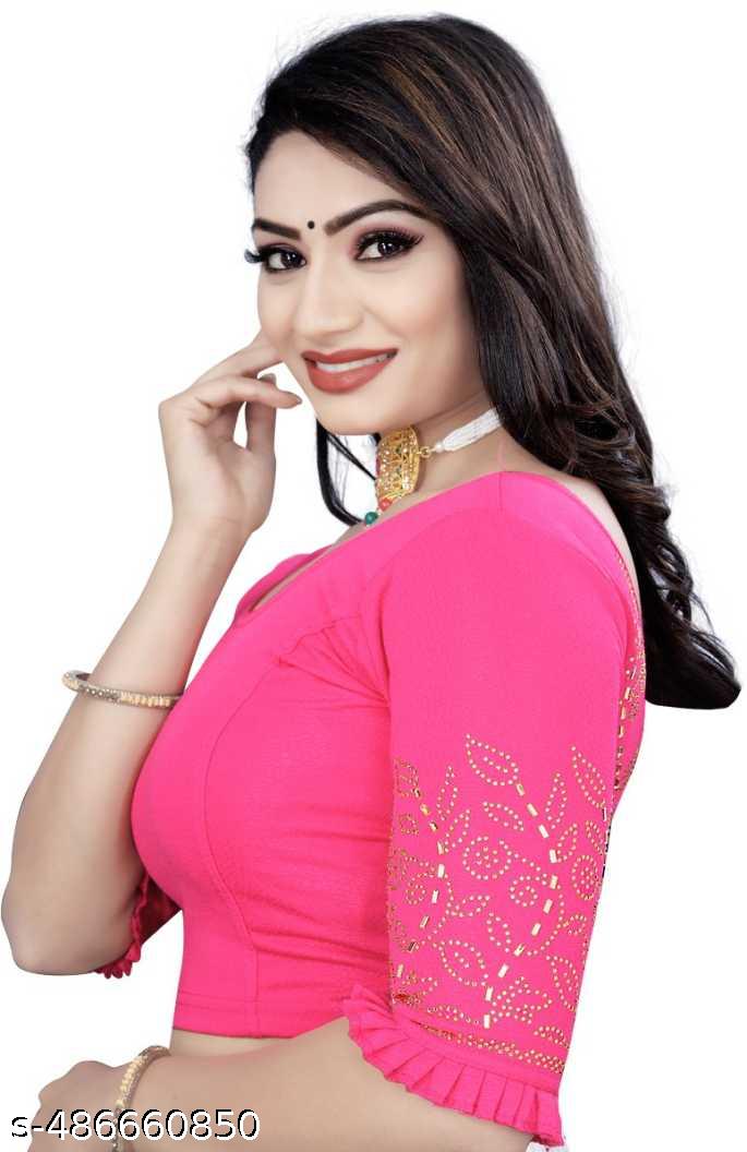 Stylish Lycra Blouse Golden Stone Work Blouse Trendy Partywear Blouse for Women Blouse under 250 - Unixkart - View 4