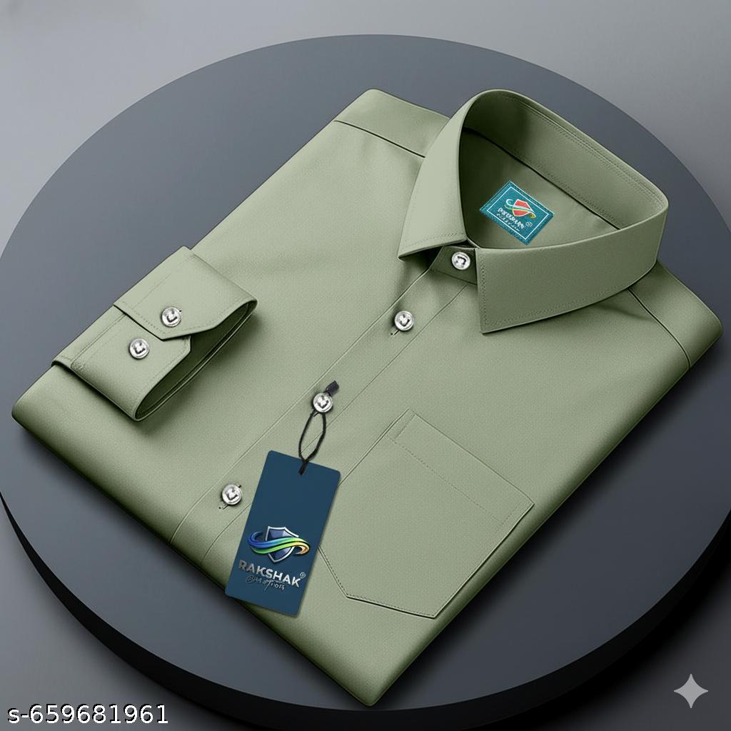 Men's Regular Fit Solid Spread Collar Shirt - Unixkart - View 4
