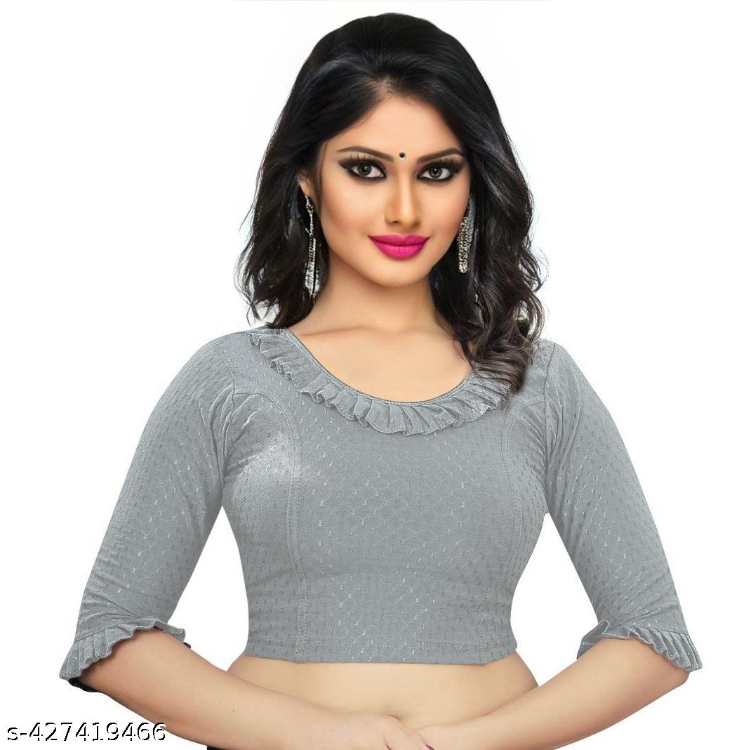 Latest Stylish Blouse Readymade Blouse with Frill Ruffles Lycra Blouse - Unixkart - View 4