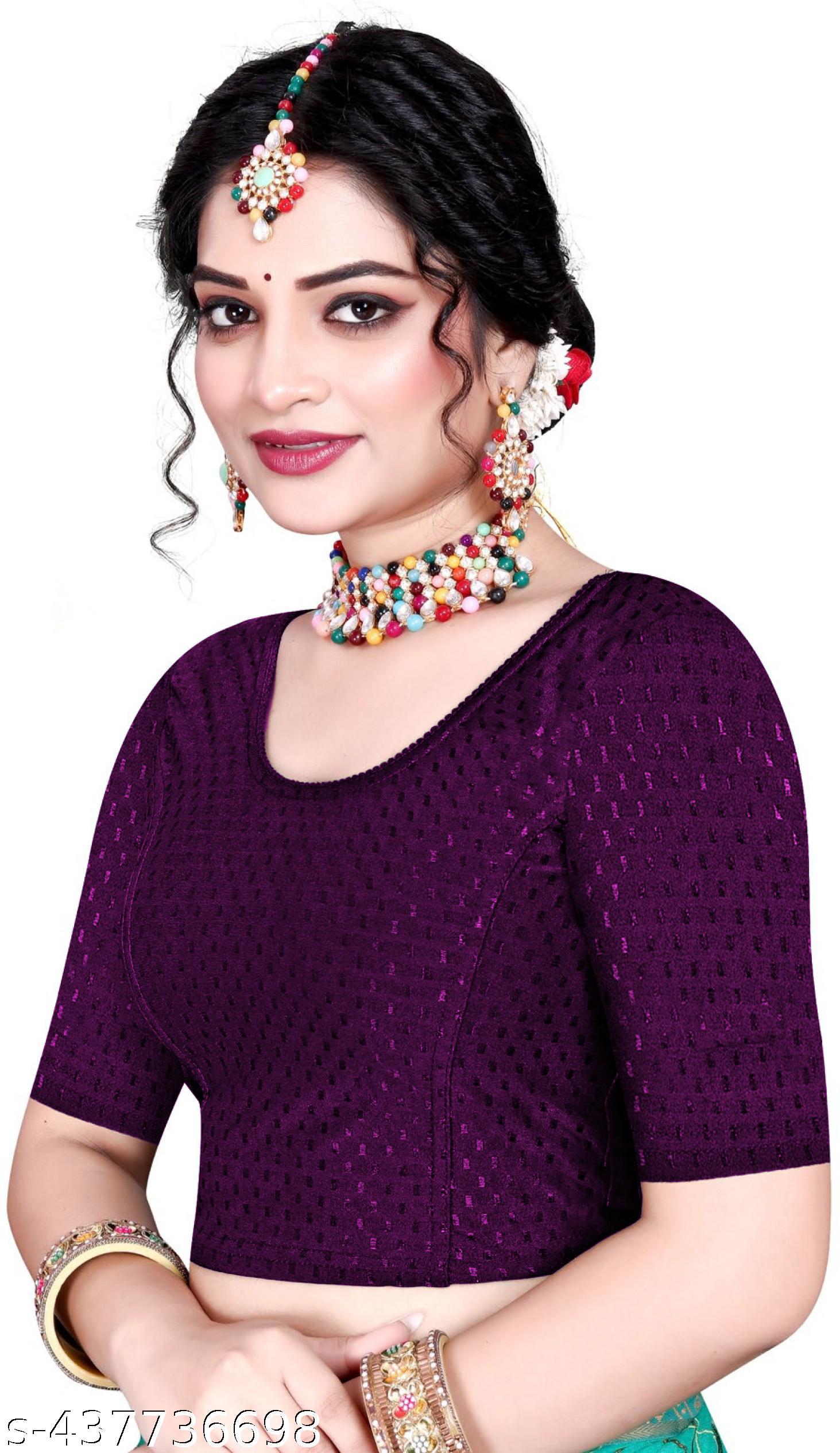 Plain Dobby Blouse Readymade Lycra Stitched Blouse Stretchable Blouse Daily wear Blouse design - Unixkart - View 4