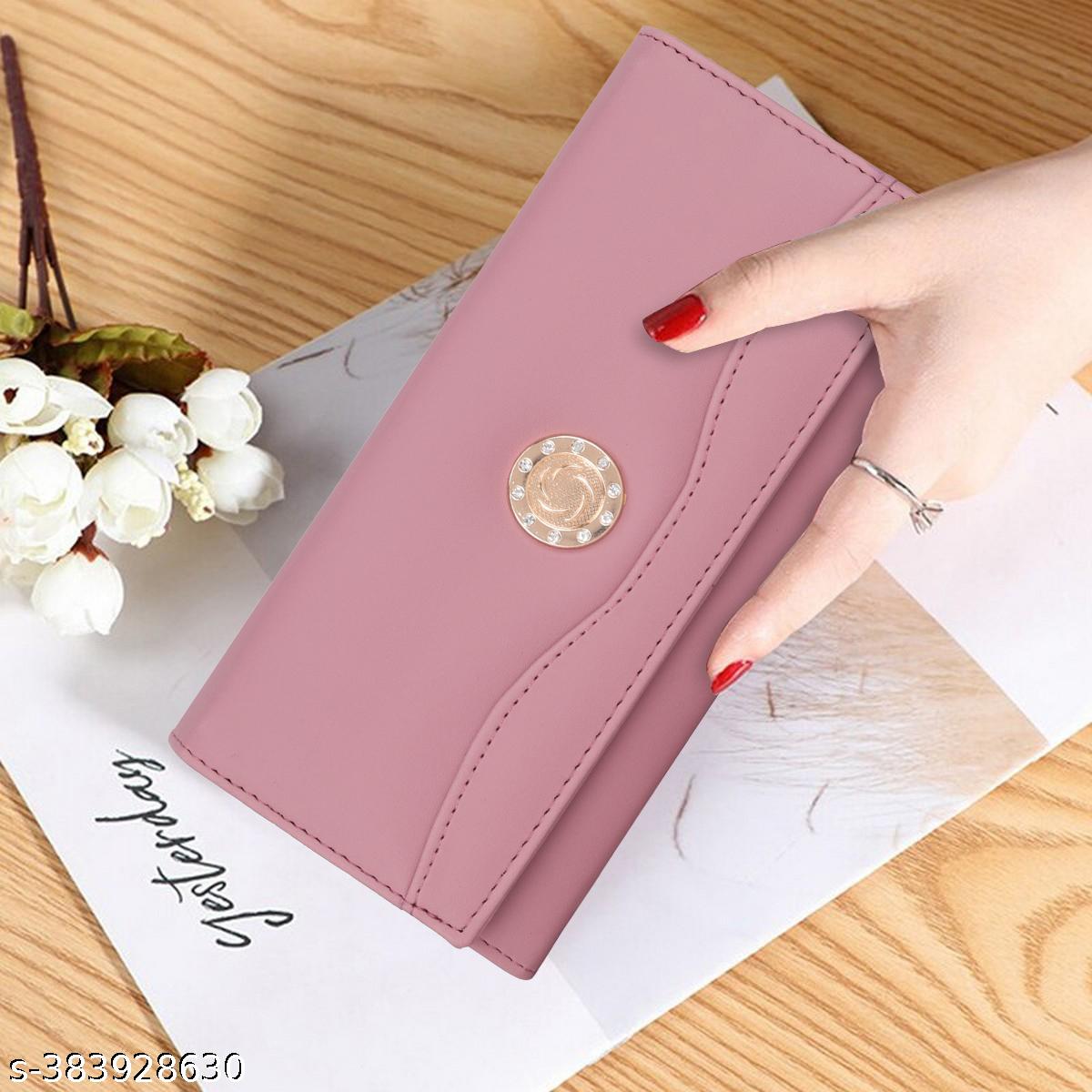 6 card slot premium PU leather with heart batch fitting zipper hand purse for women - Unixkart - View 4
