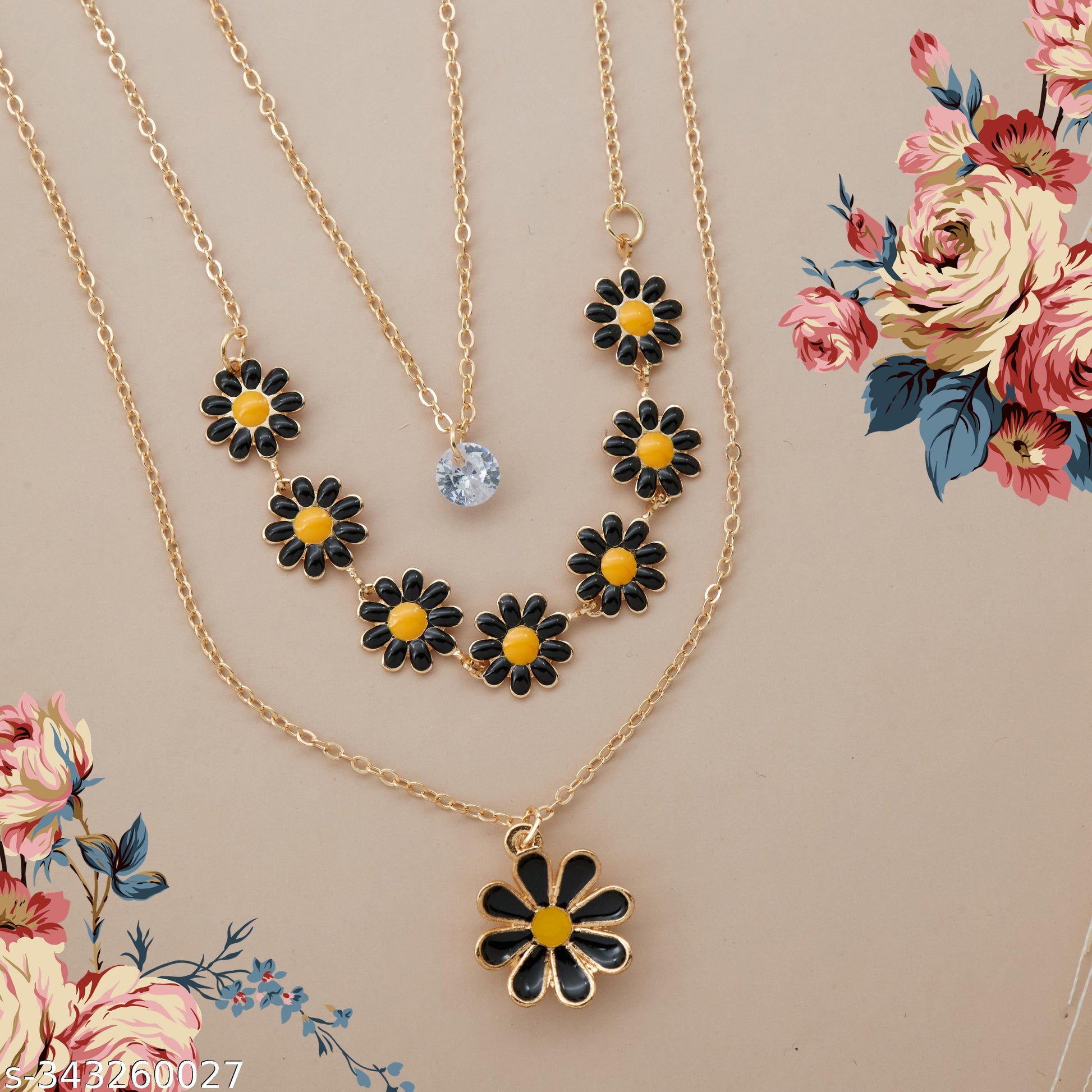 Blooming Daisy Multi-Layered Necklace Set - Unixkart - View 4