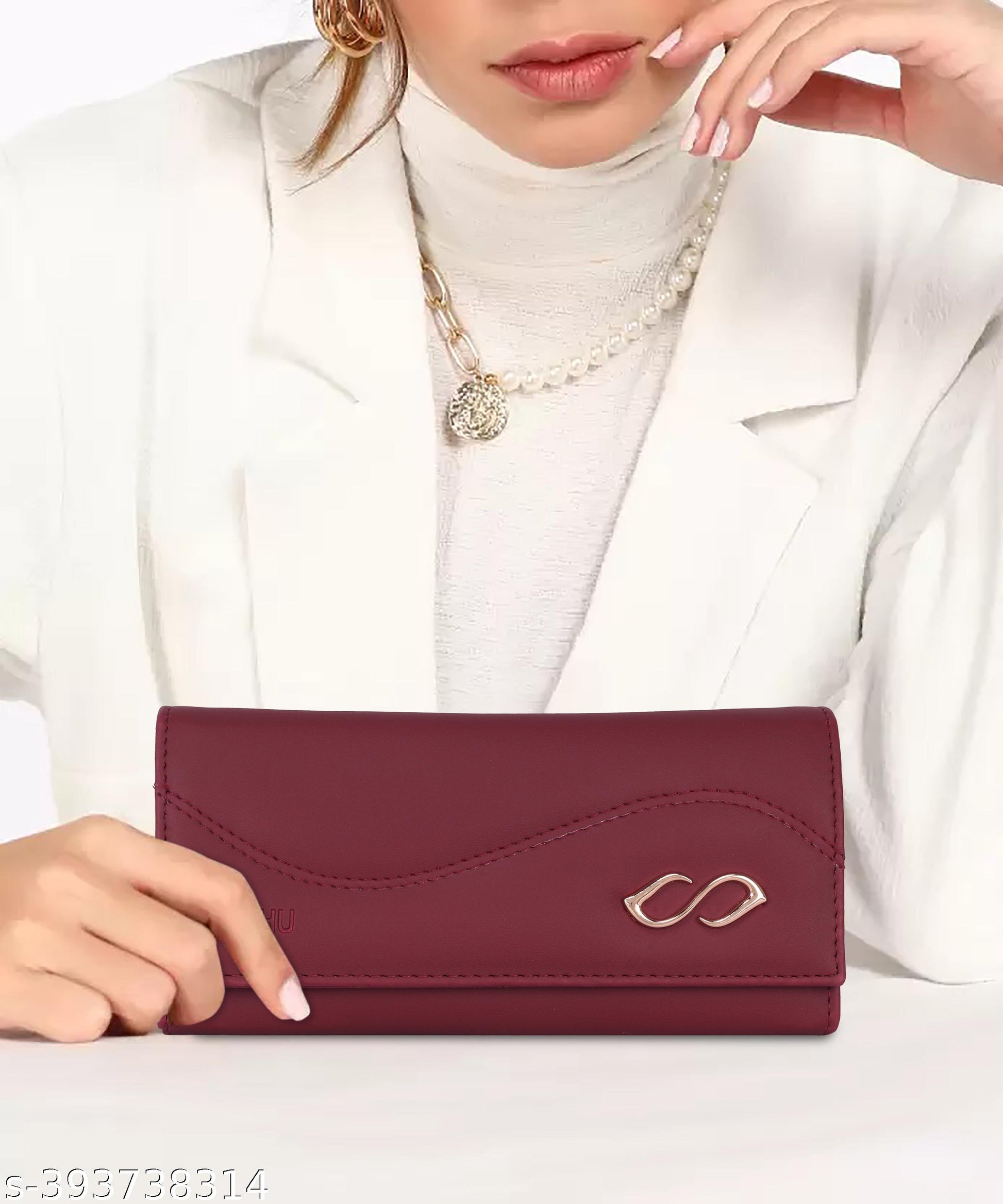 6 card slot premium PU leather with heart batch fitting zipper hand purse for women - Unixkart - View 4