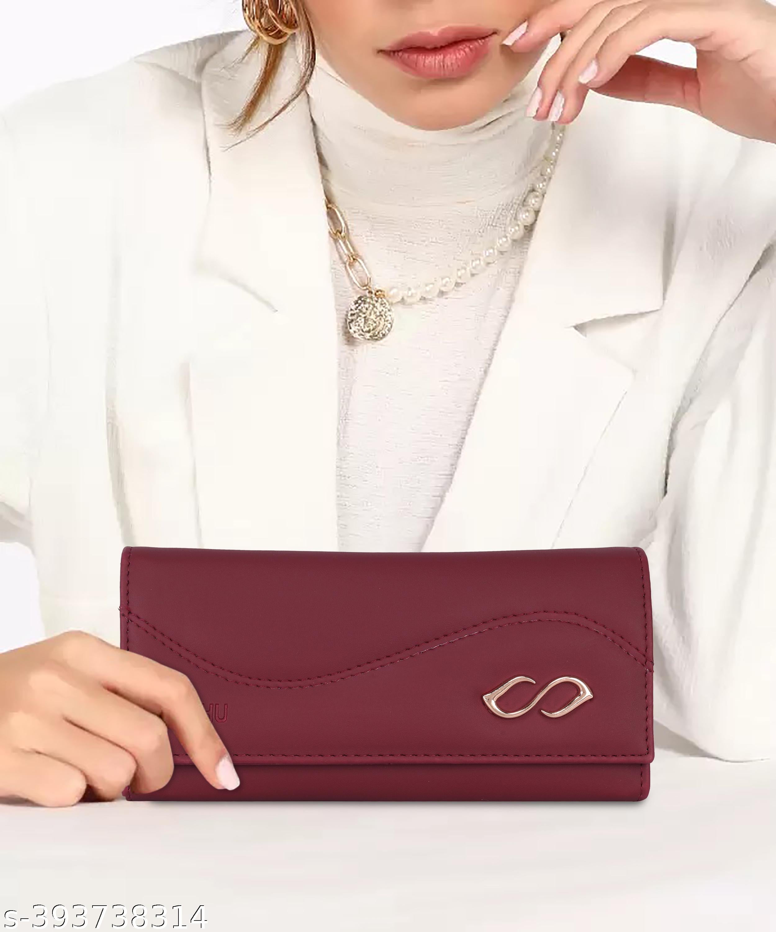 6 card slot premium PU leather with heart batch fitting zipper hand purse for women - Unixkart - View 4