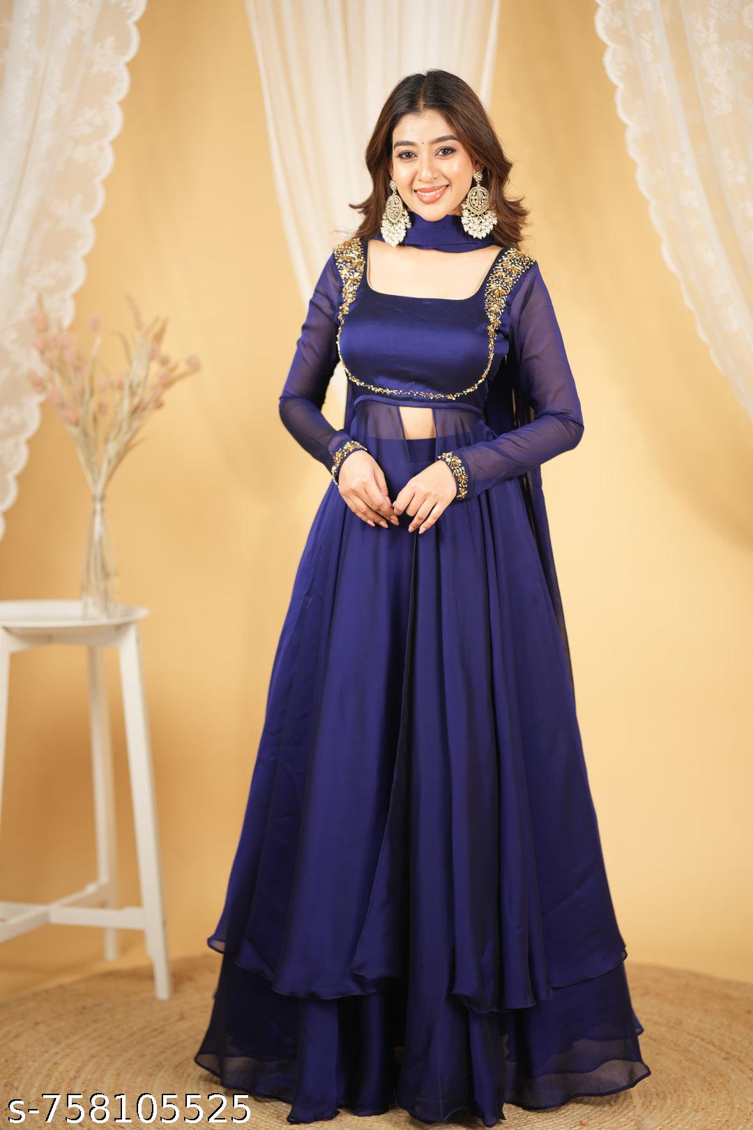 Designer Neckwork Full Flared Ethnic Set - image 4
