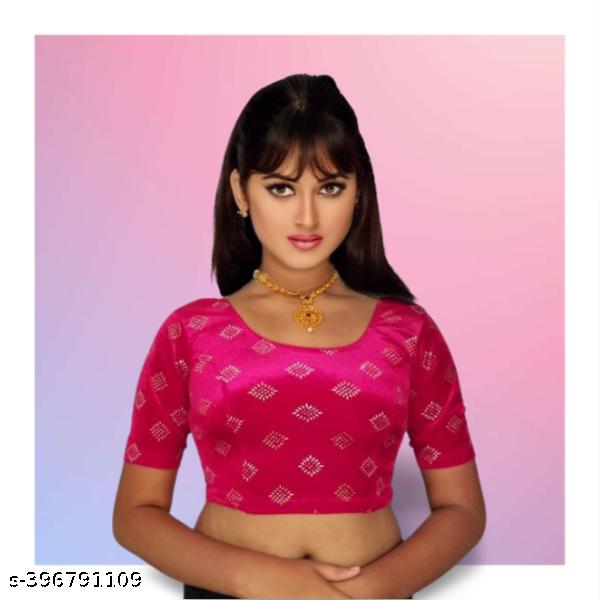 Velvet Elegance: Partywear Blouse with Glitter Print - st-Have! - Unixkart - View 4