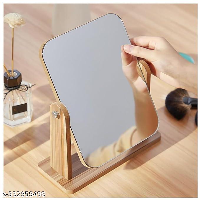 Wooden Tabletop Swivel Bamboo Vanity Makeup Mirror - image 4