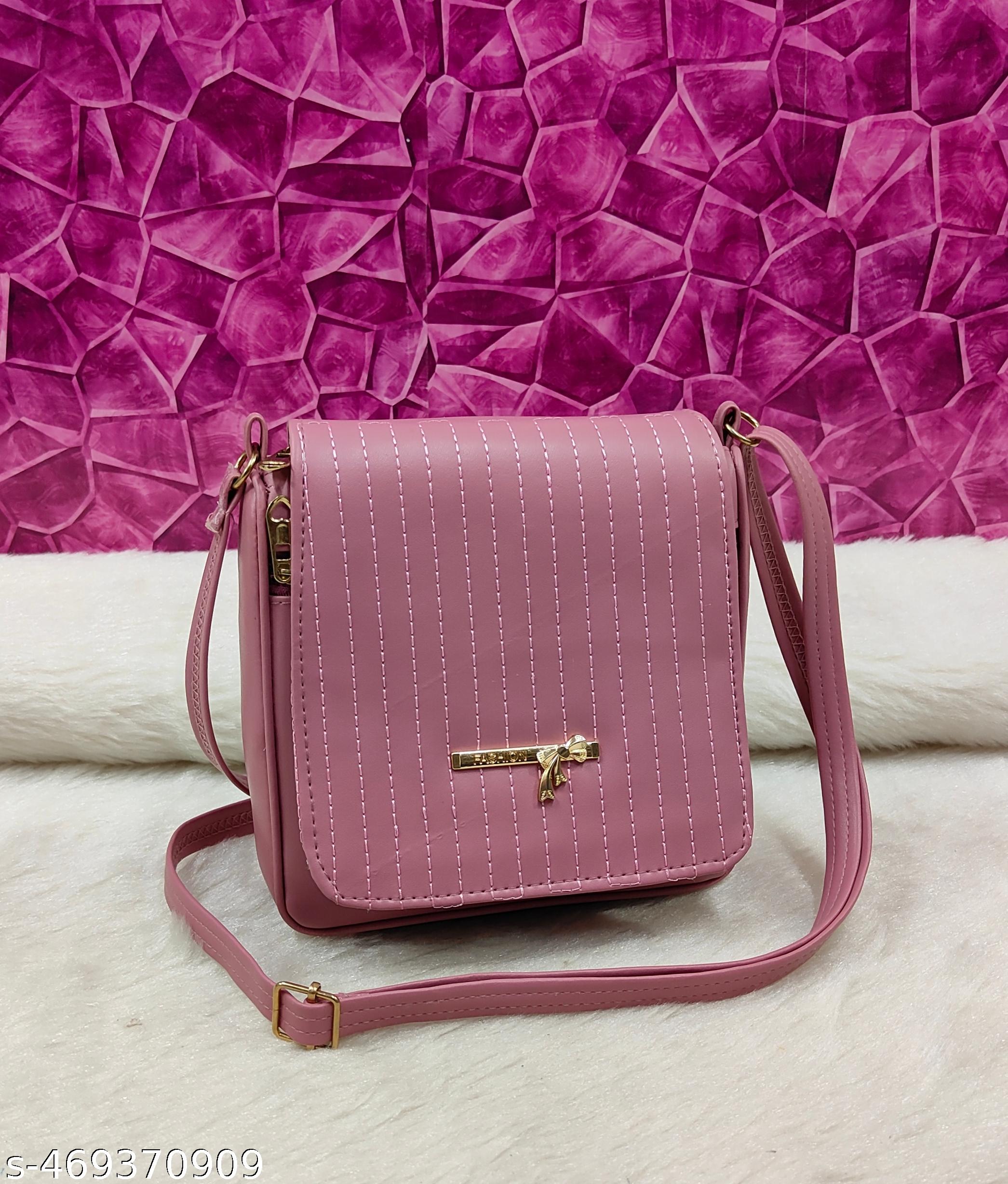 fashionable women Pink PU sling bags/Premium PU leather sling bags for women/Small Sling bag/party wear and wedding bag for women - Unixkart - View 4
