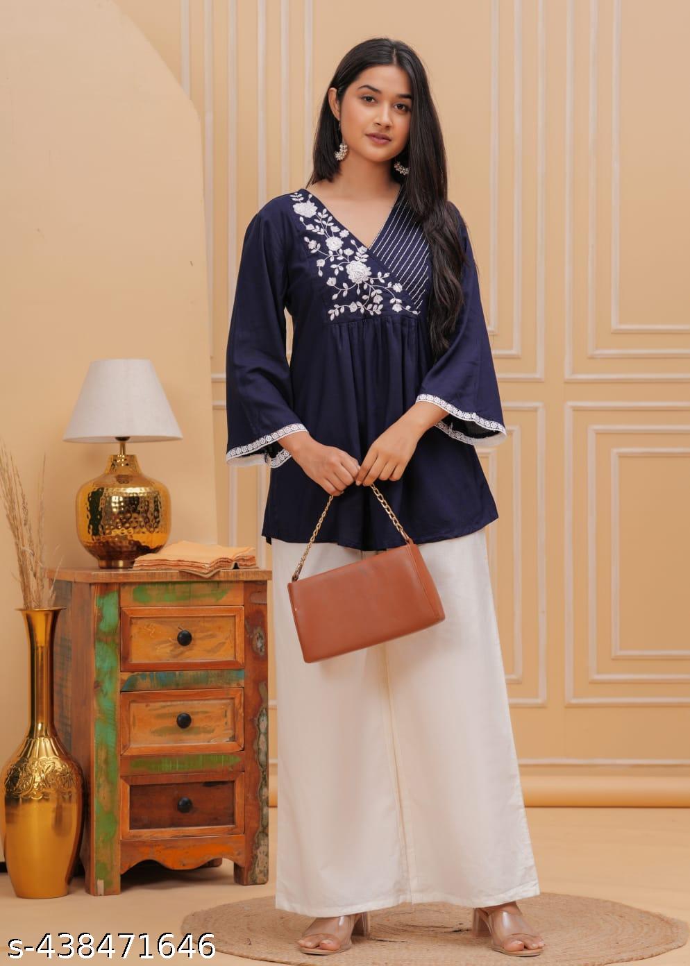womens rayon Embroidery top, rayon top, festival top, partywear top - Image 4