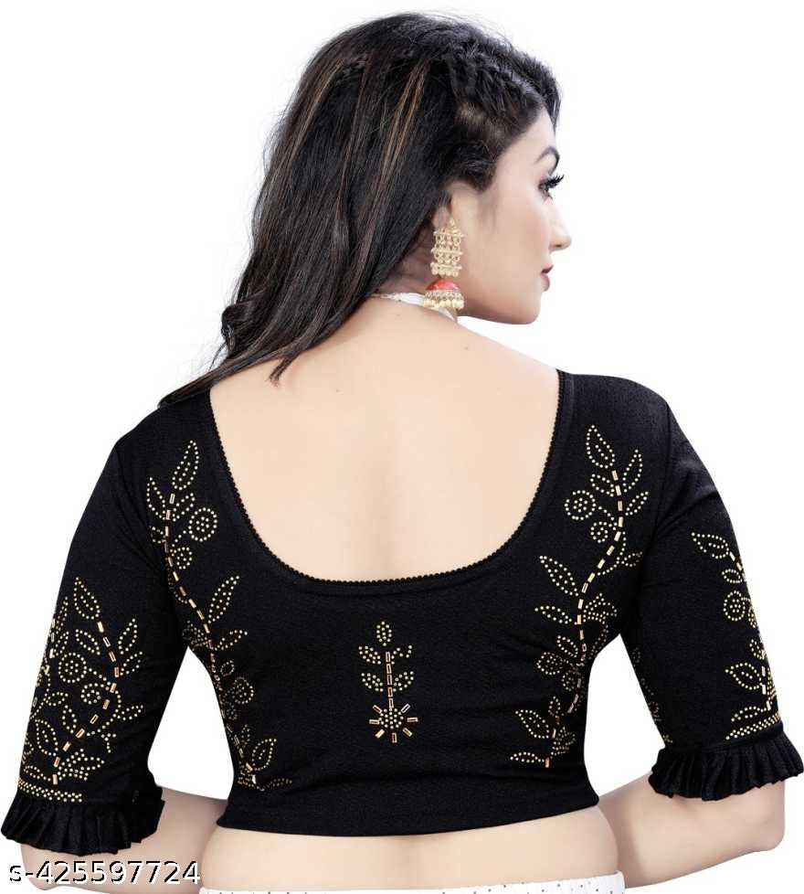 Latest Stylish Readymade Lycra Blouse for Women Stone Work Design - Unixkart - View 4