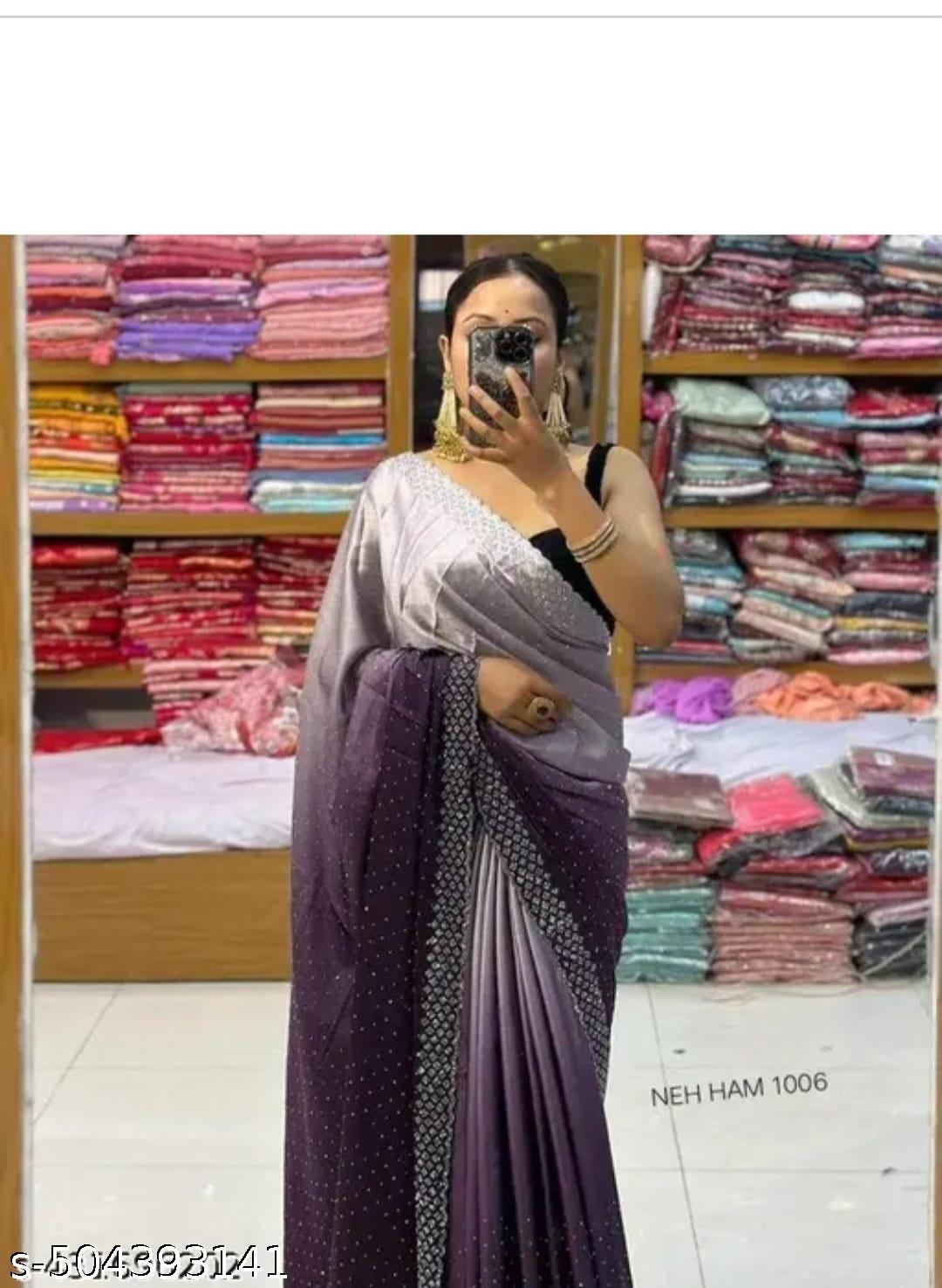 women's georgette saree with hot fix work - Unixkart